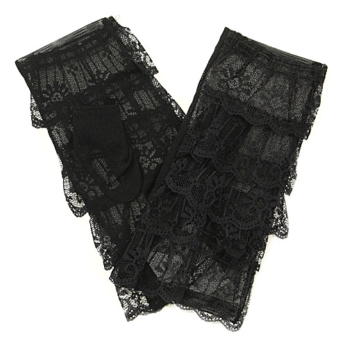 日本製 ヒラヒラレース指なしアームカバー - 画像1