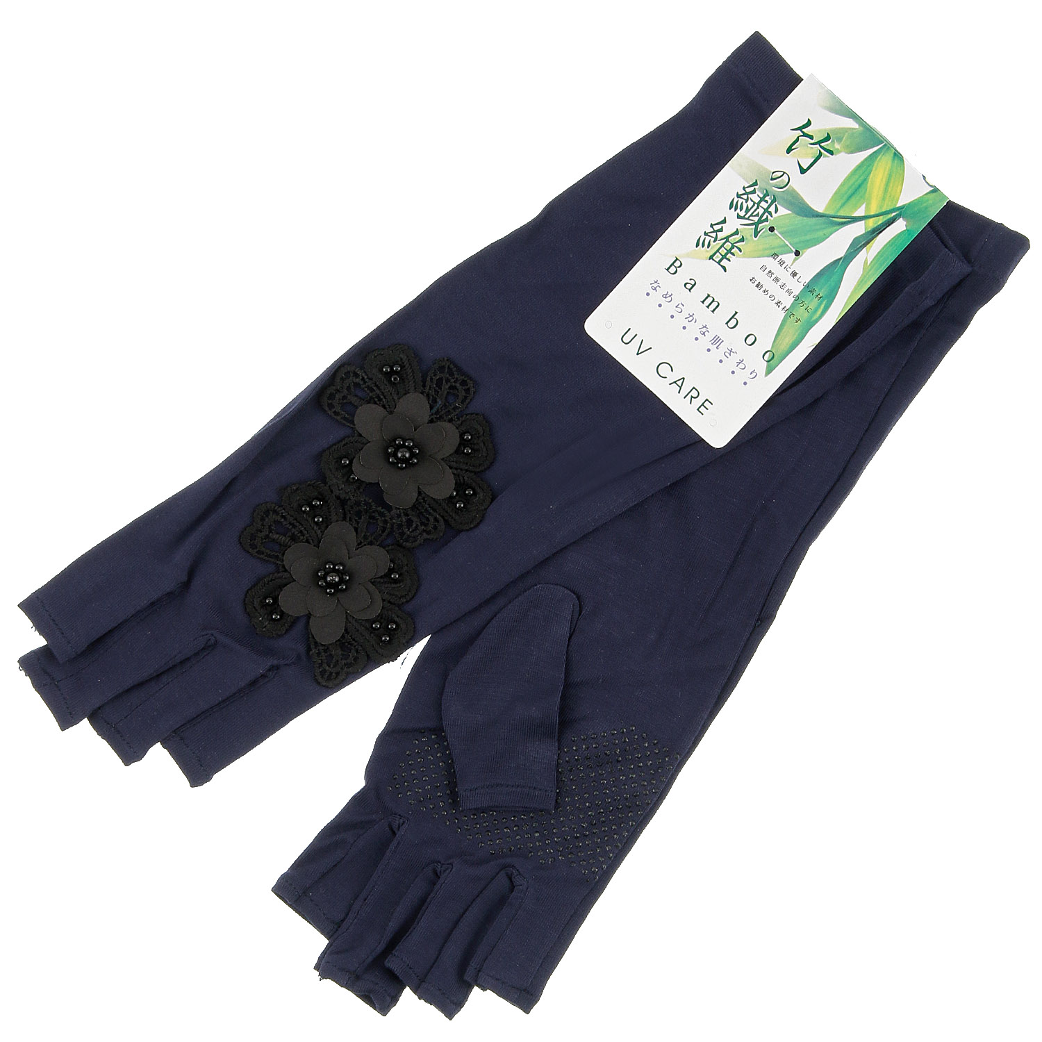 竹繊維 花付き指切りミドルアームカバー - 画像4