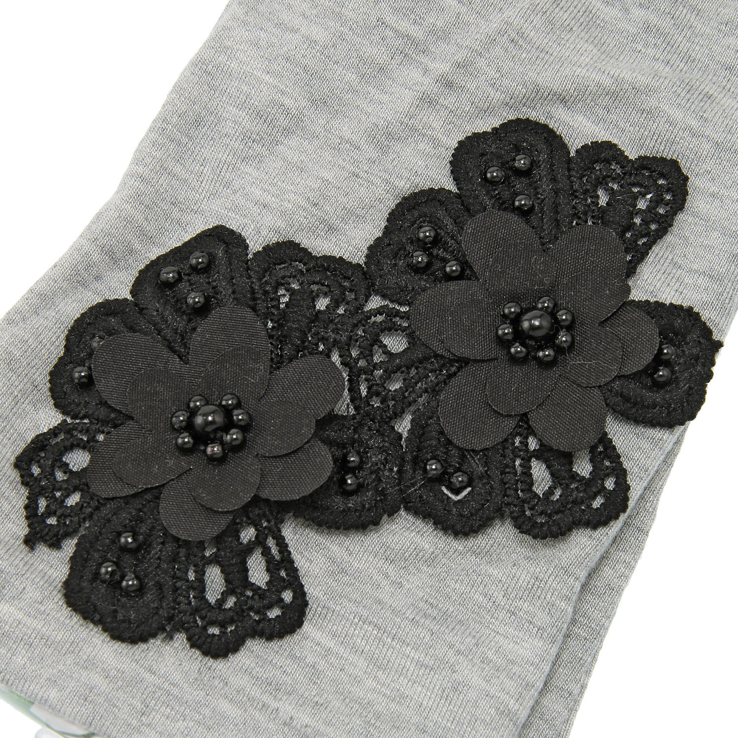 竹繊維 花付き指切りショート手袋 - 画像4