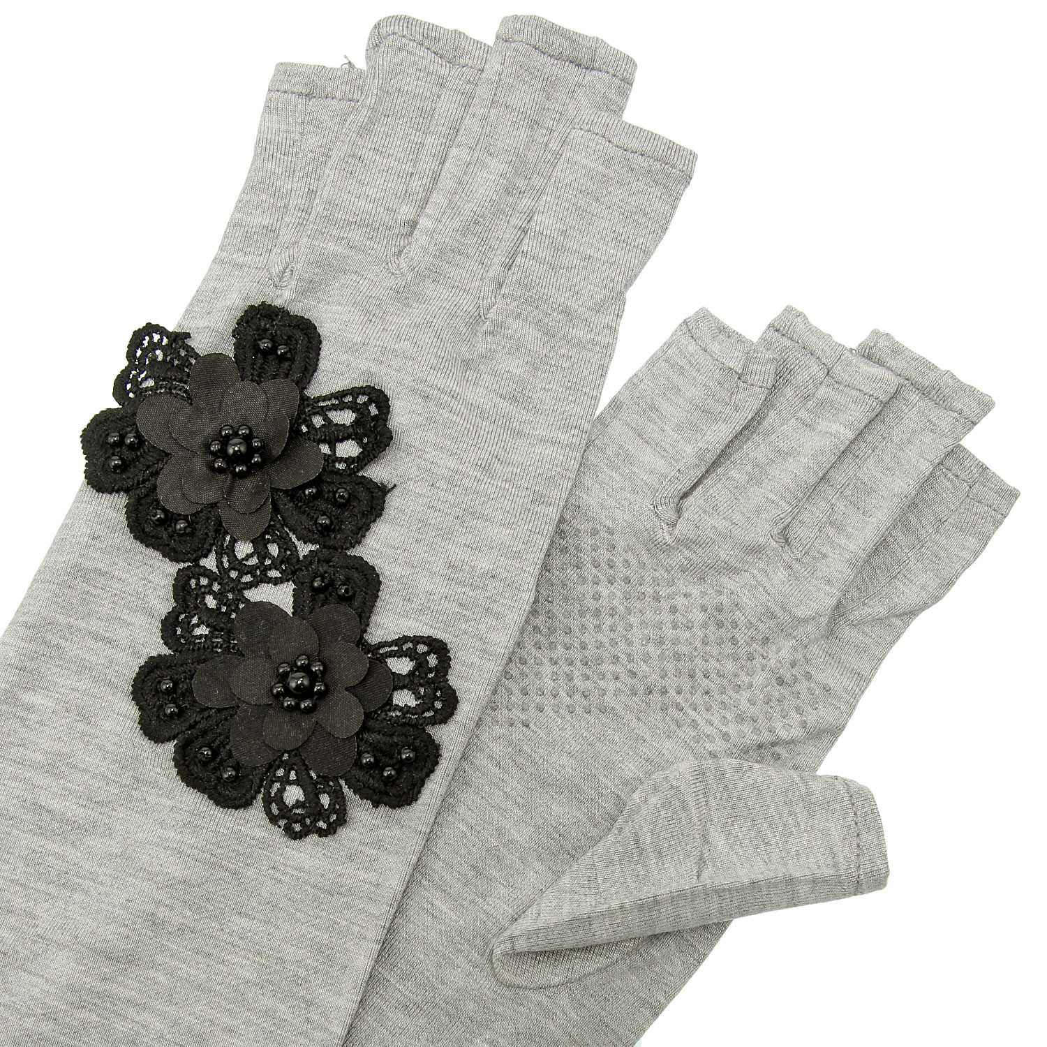 竹繊維 花付き指切り指切ロングアームカバー - 画像3