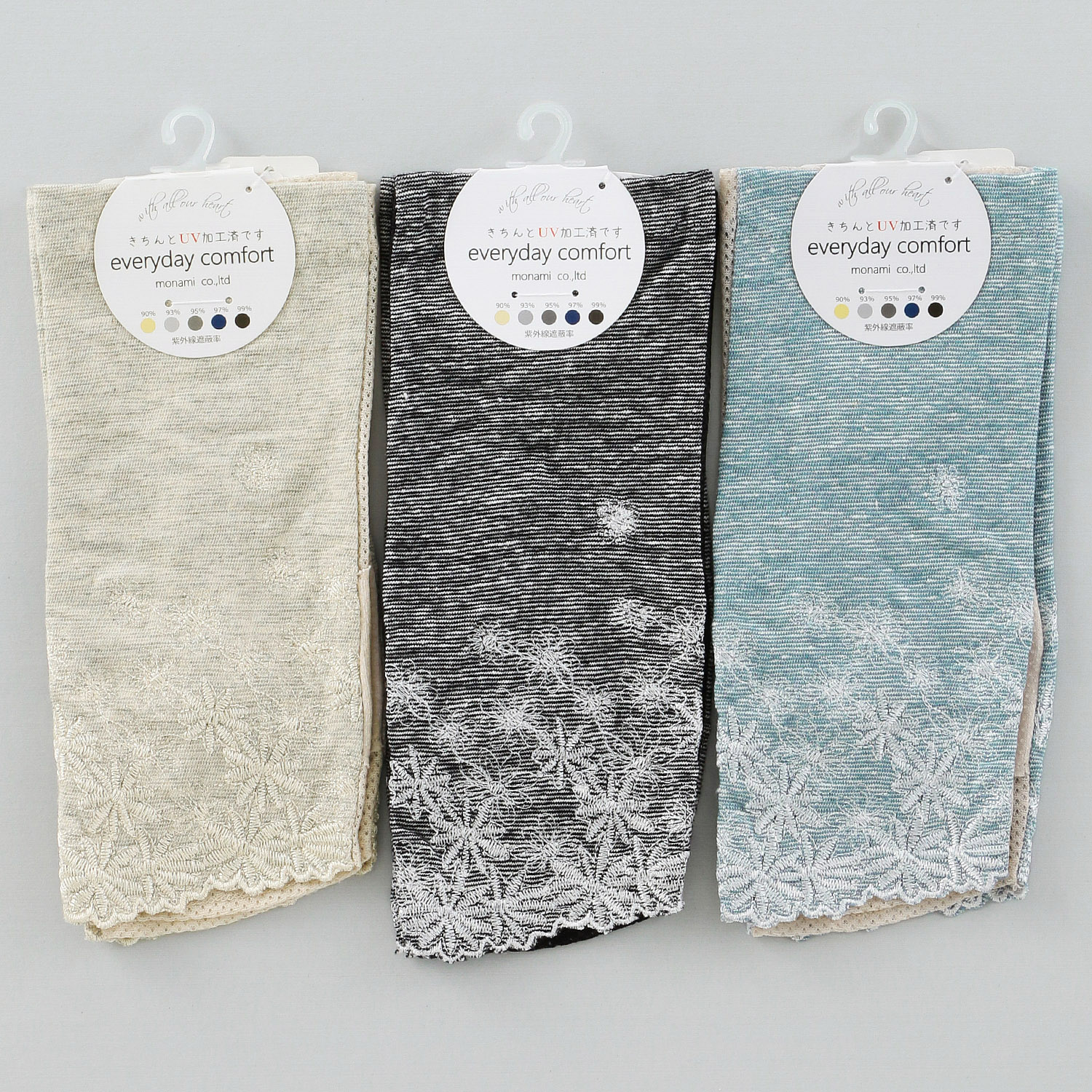 コットンリネンミジンボーダーショートアームカバー