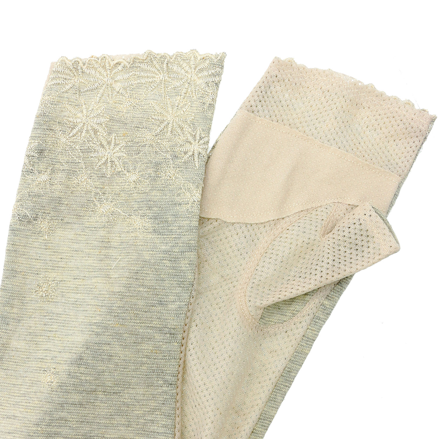 リネンコットン花刺繍ロングアームカバー - 画像3