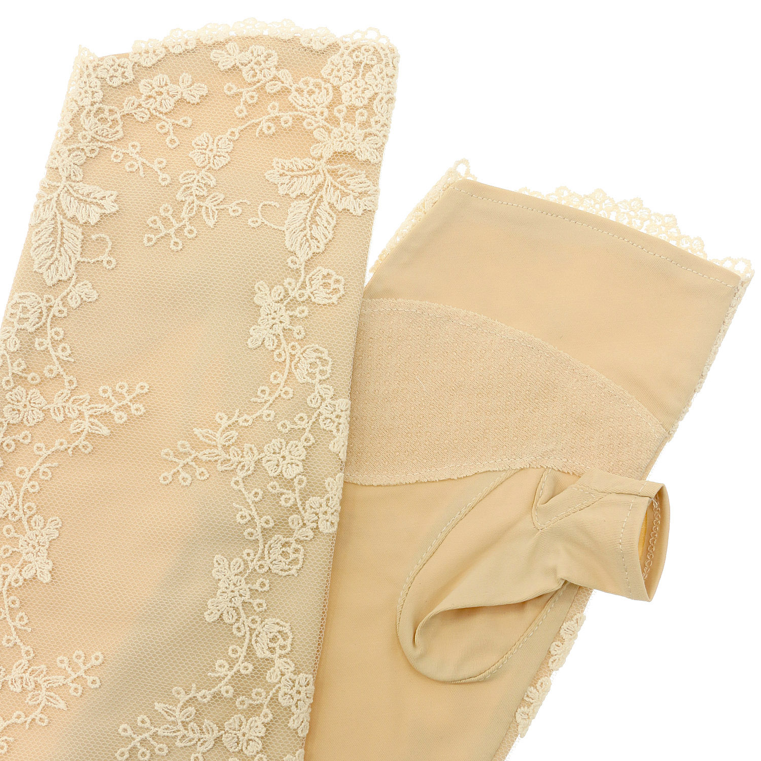 冷感抗菌レース重ねセミロングアームカバー - 画像5