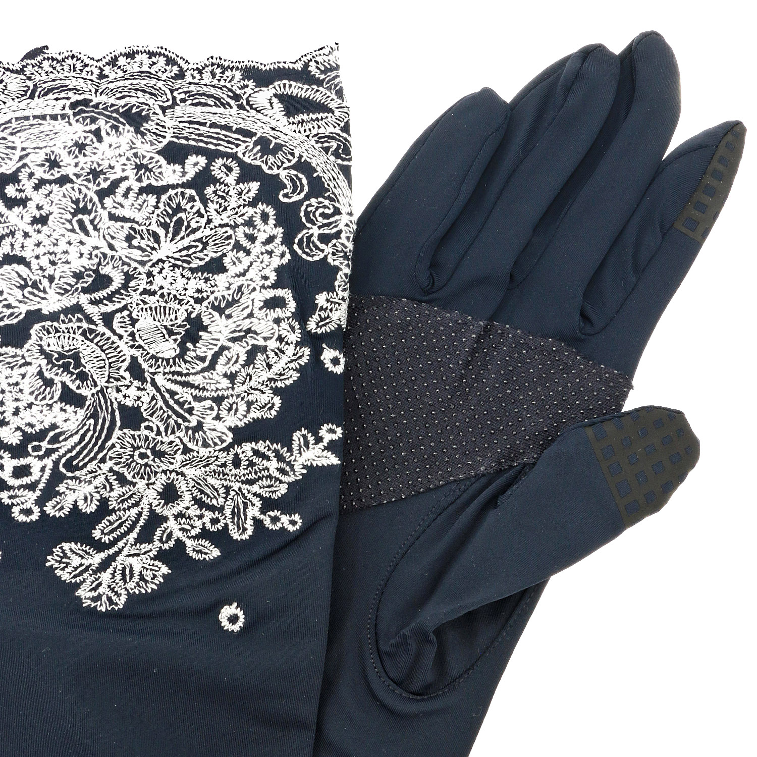 冷感抗菌裾刺繍ロングアームカバー 5指 - 画像4