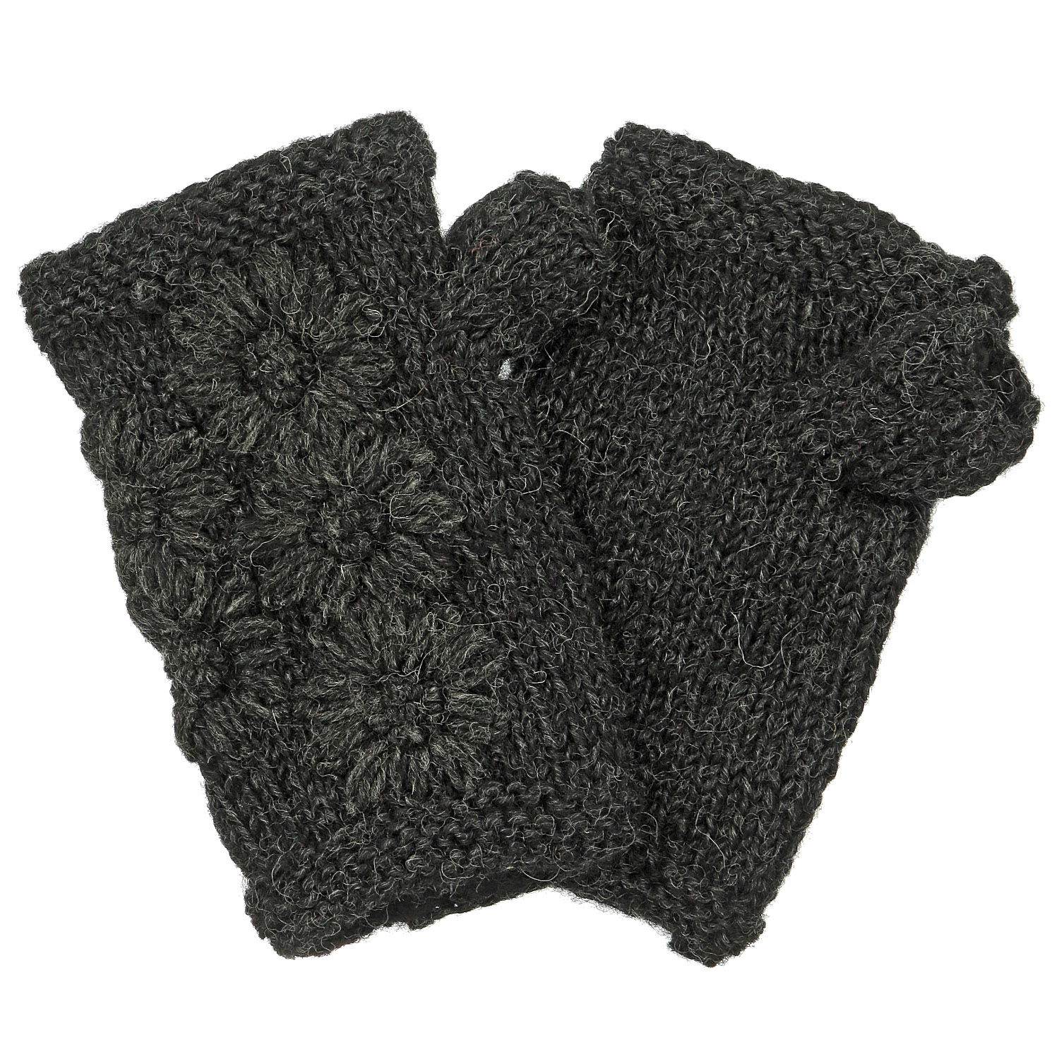 ネパール製 シンプルフラワー ショート丈ハンドウォーマー - 画像2