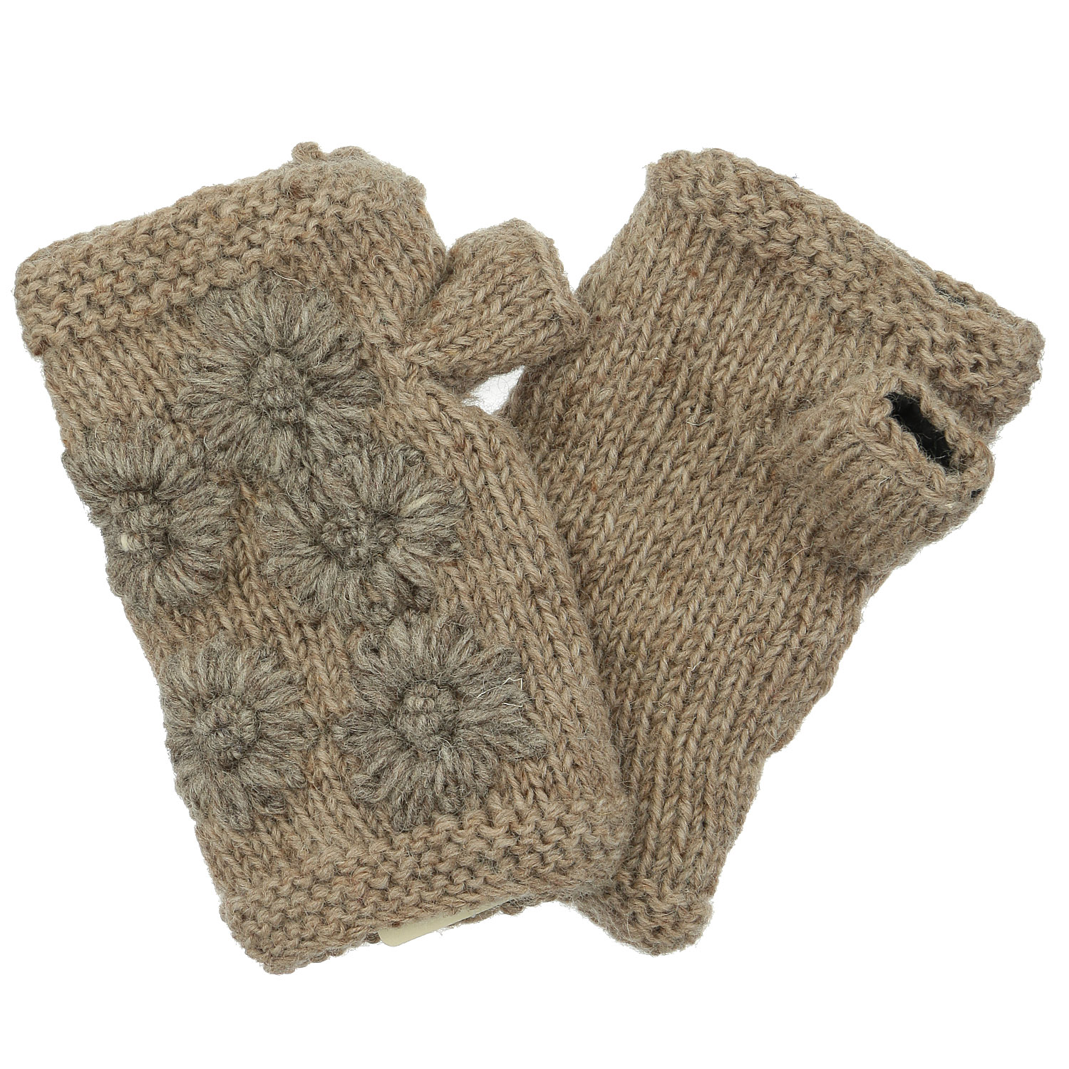 ネパール製 シンプルフラワー ショート丈ハンドウォーマー - 画像3