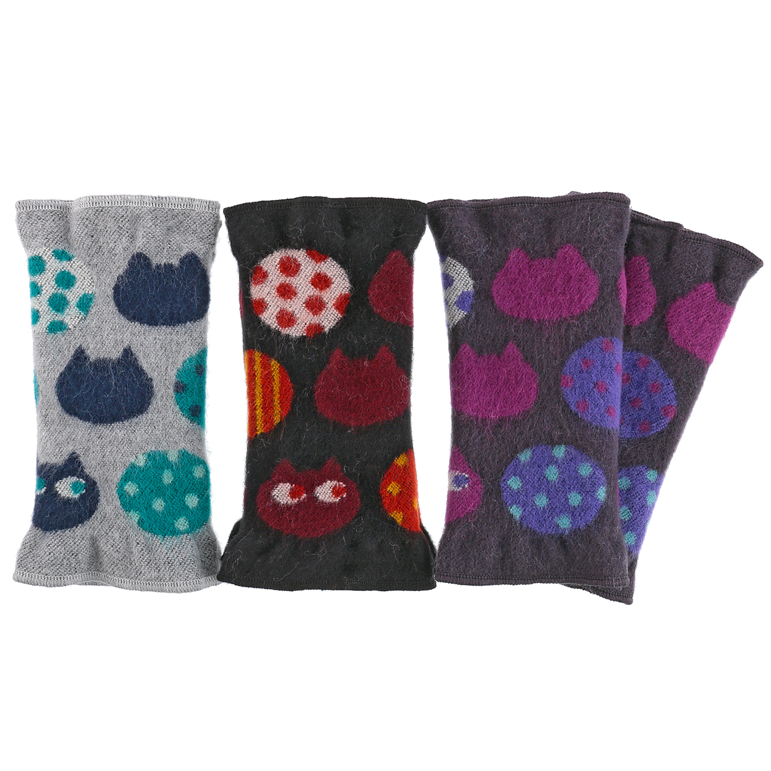 【在庫限り終了】ラシクモア ドットキャット ハンドウォーマー - 画像1