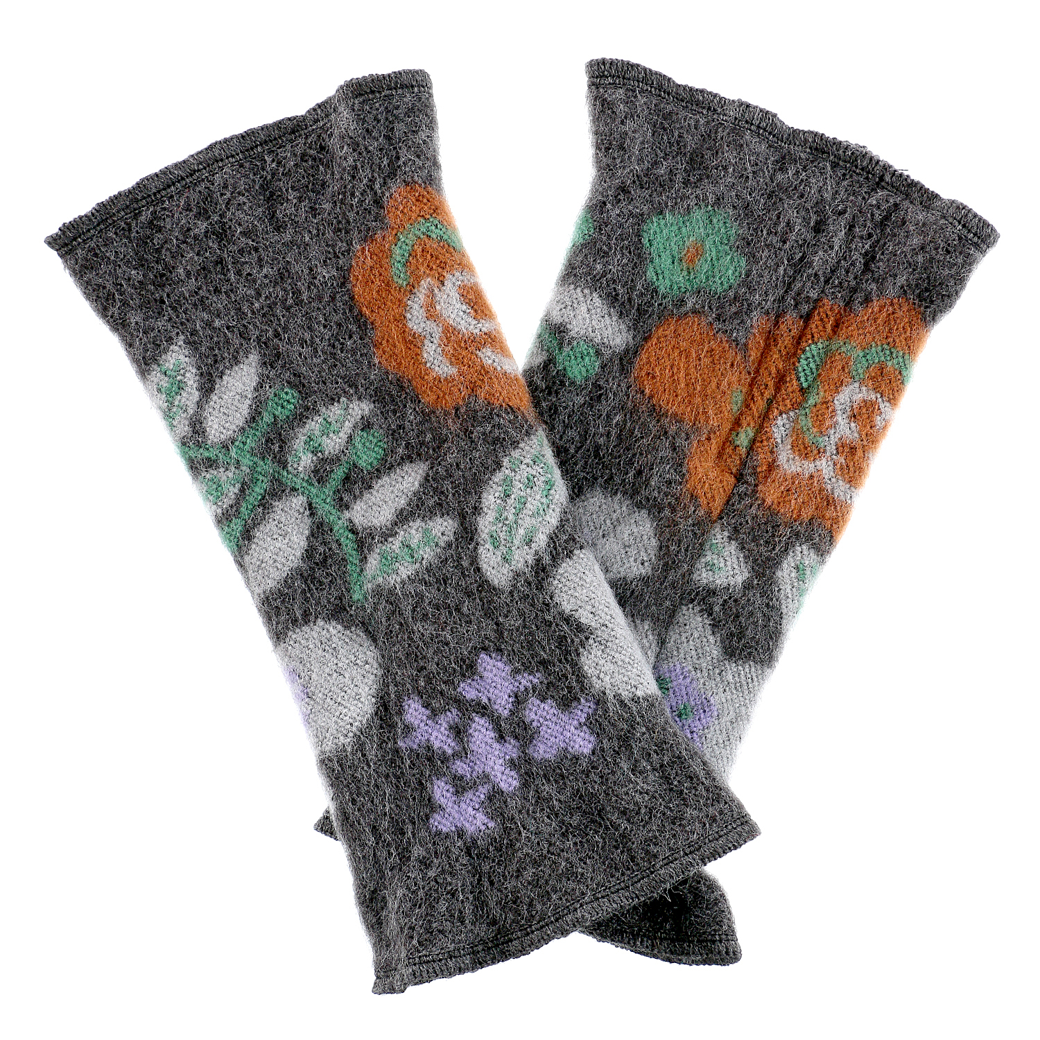 【ネイビーブルー終了】ラシクモア 北欧フラワー ハンドウォーマー