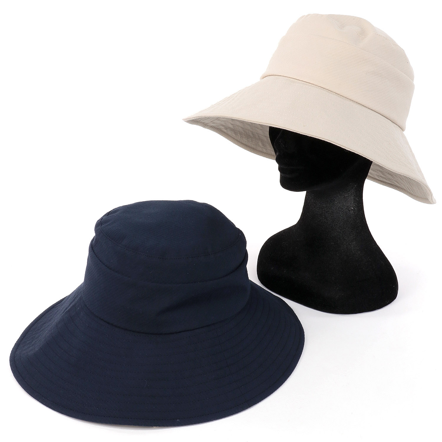 エリートシャポー 遮光綿シルクサッカーつば広ハット