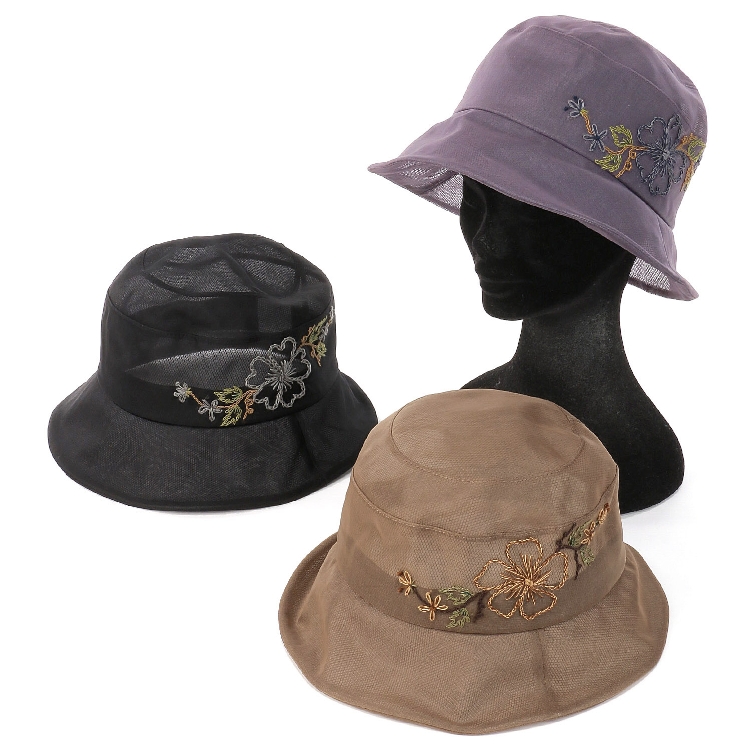 シルクオーガンジー刺繍クロッシェ - 画像1