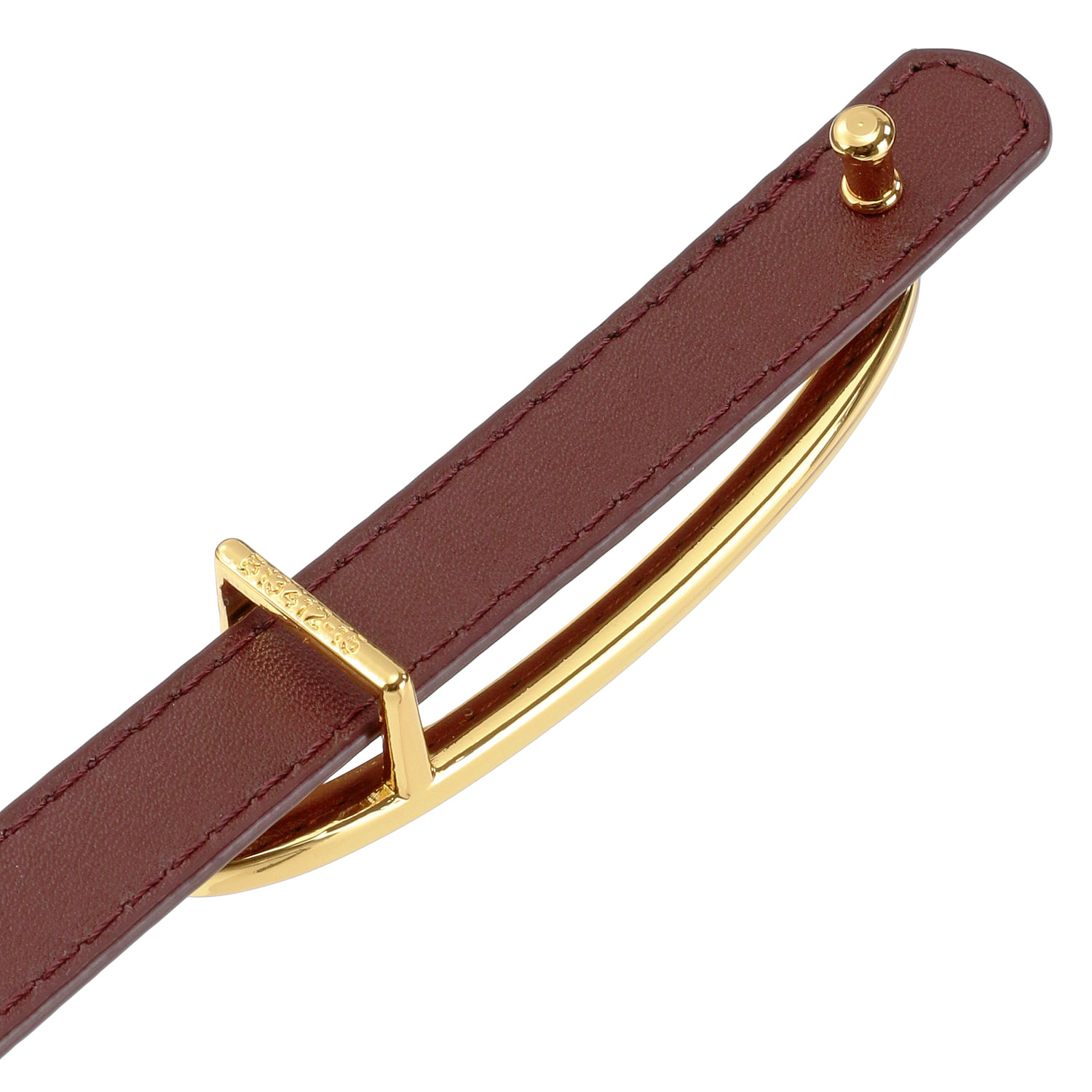 ゴールドバックル牛革ベルト - 画像2