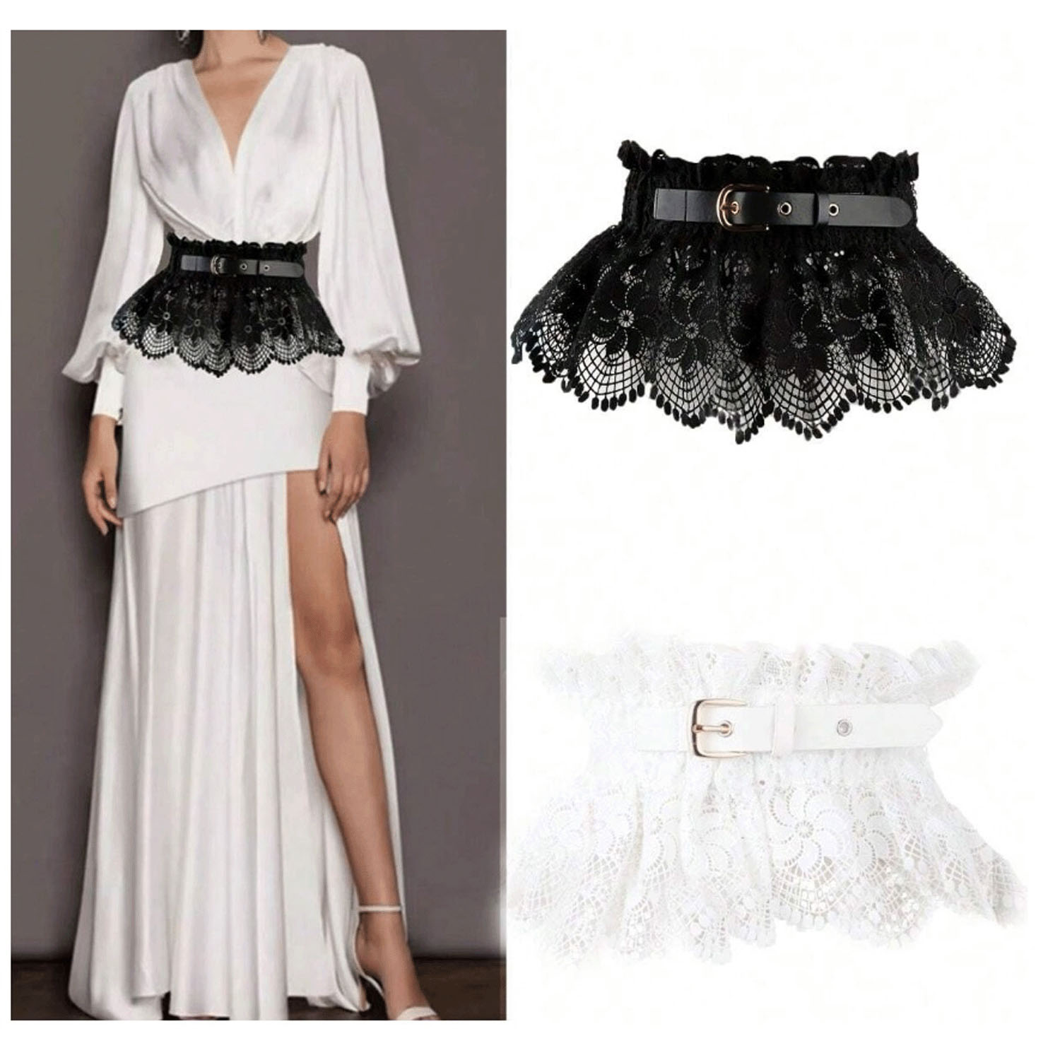 バックル付きレースゴムベルト