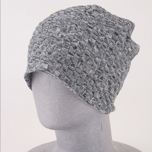 格子ミックス柄コットンニット帽