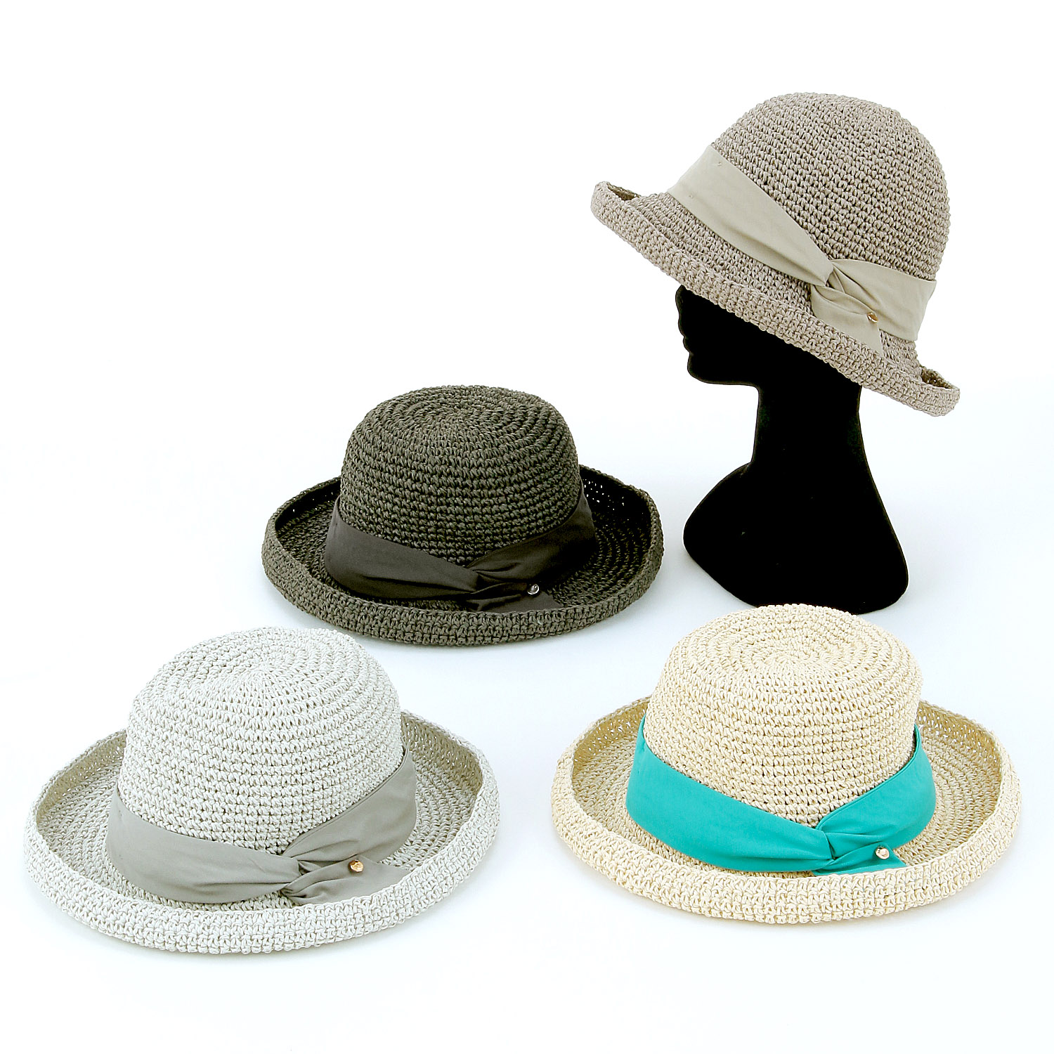 細編みリボンハット