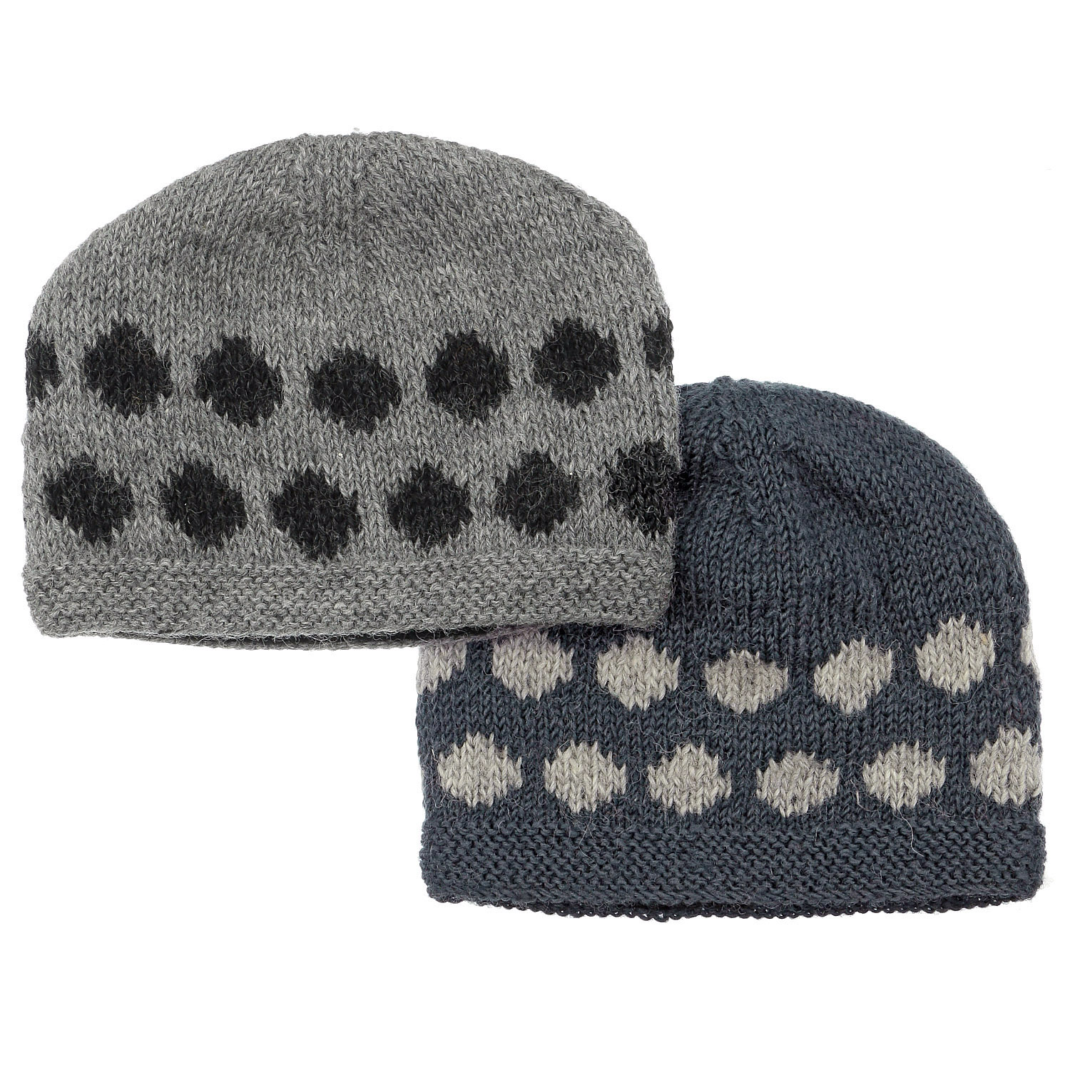 ネパール製 ドットパターンニットキャップ - 画像1