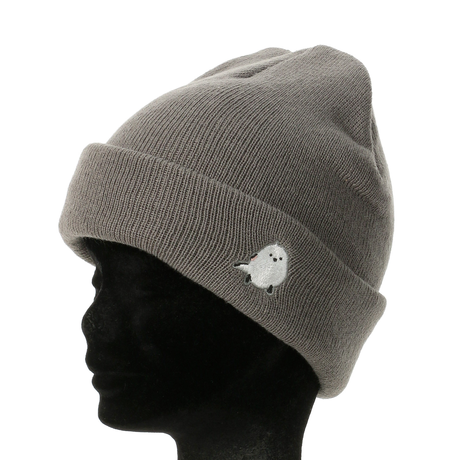 シマエナガ刺繍 ポイントシマダニット帽 - 画像3