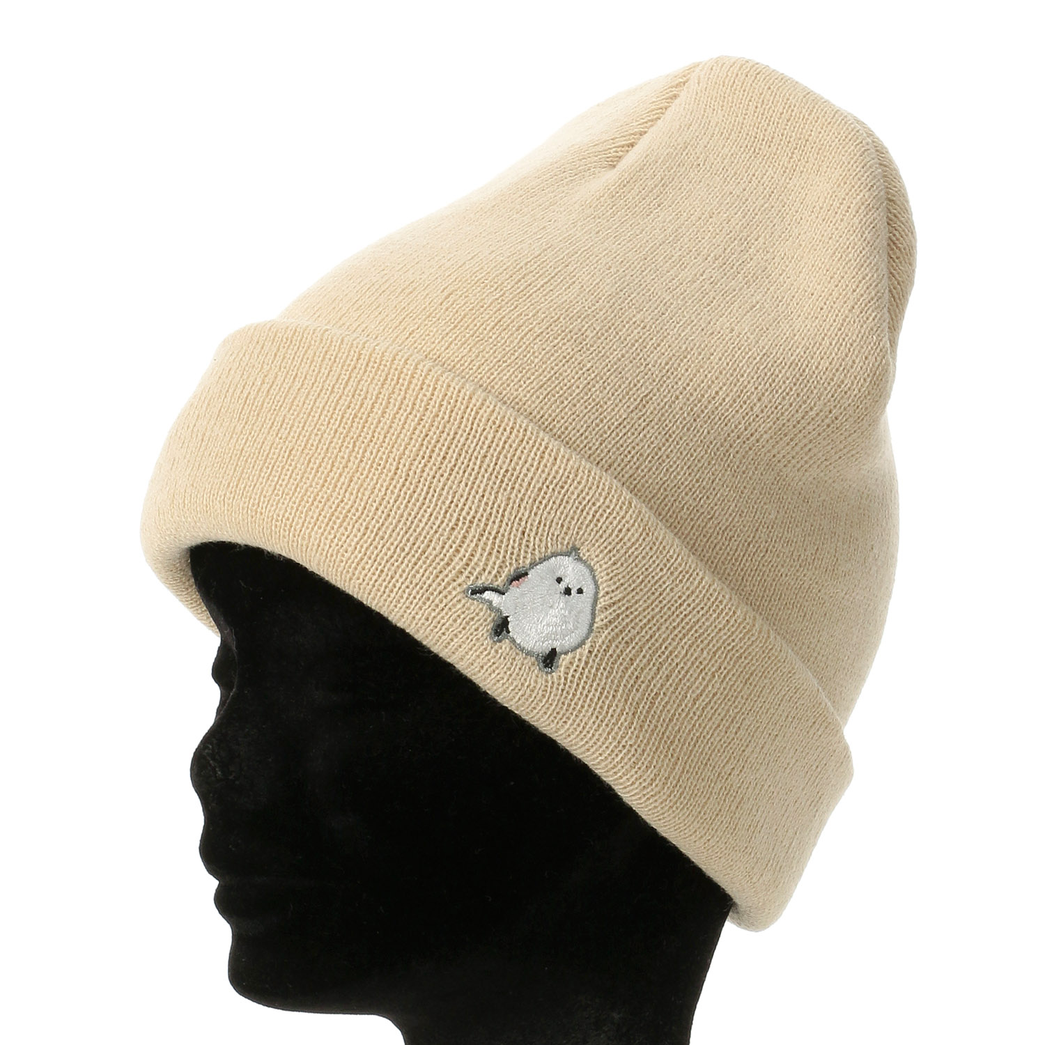 シマエナガ刺繍 ポイントシマダニット帽 - 画像4