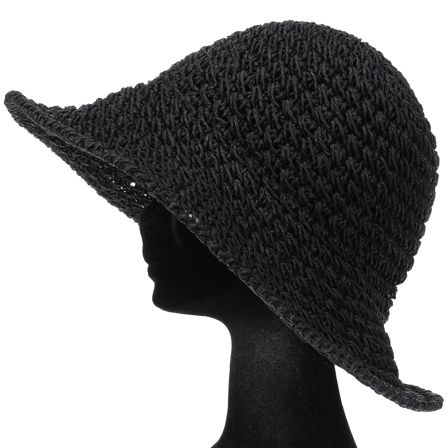 つば広ペーパー編みハット - 画像3