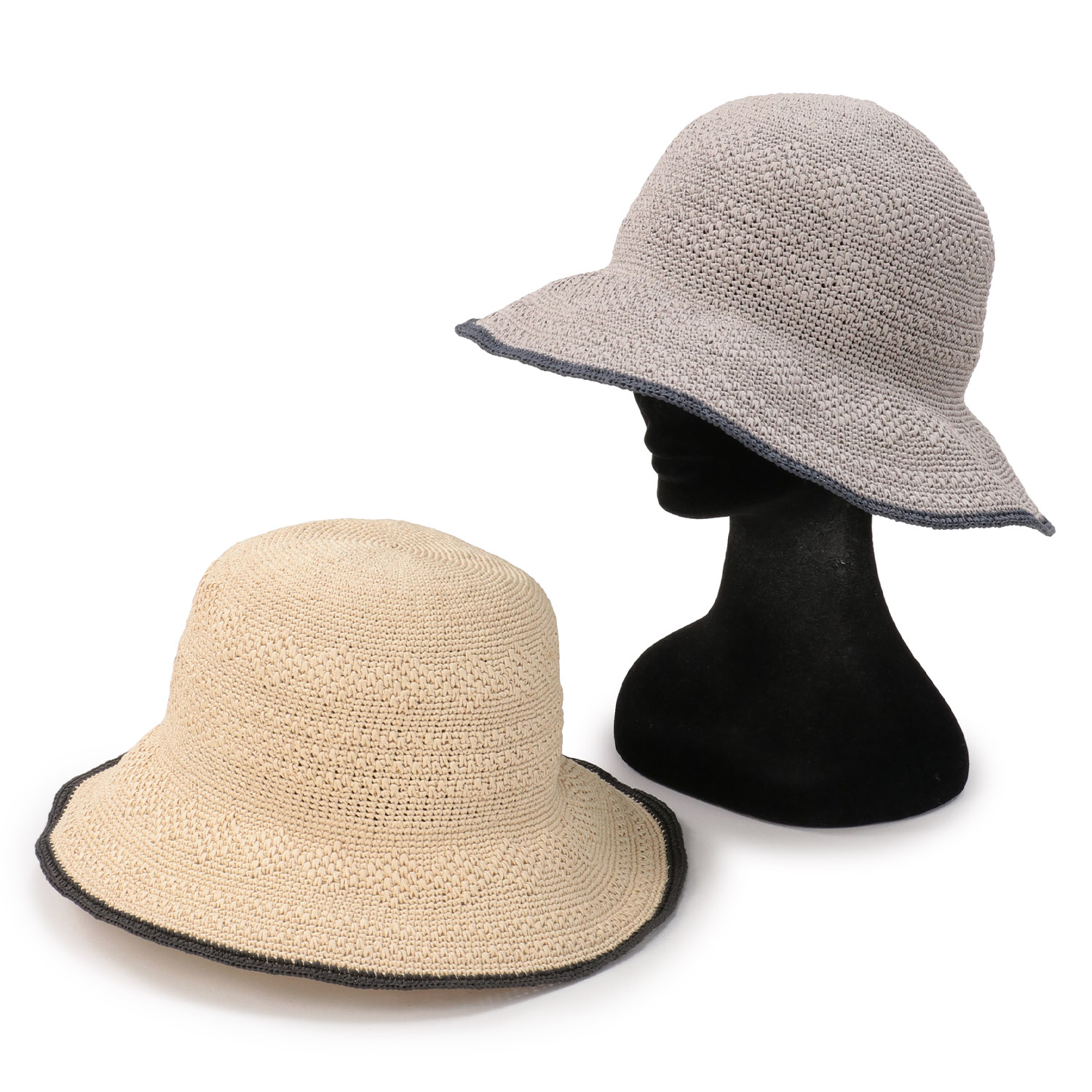 細編みバイカラーハット