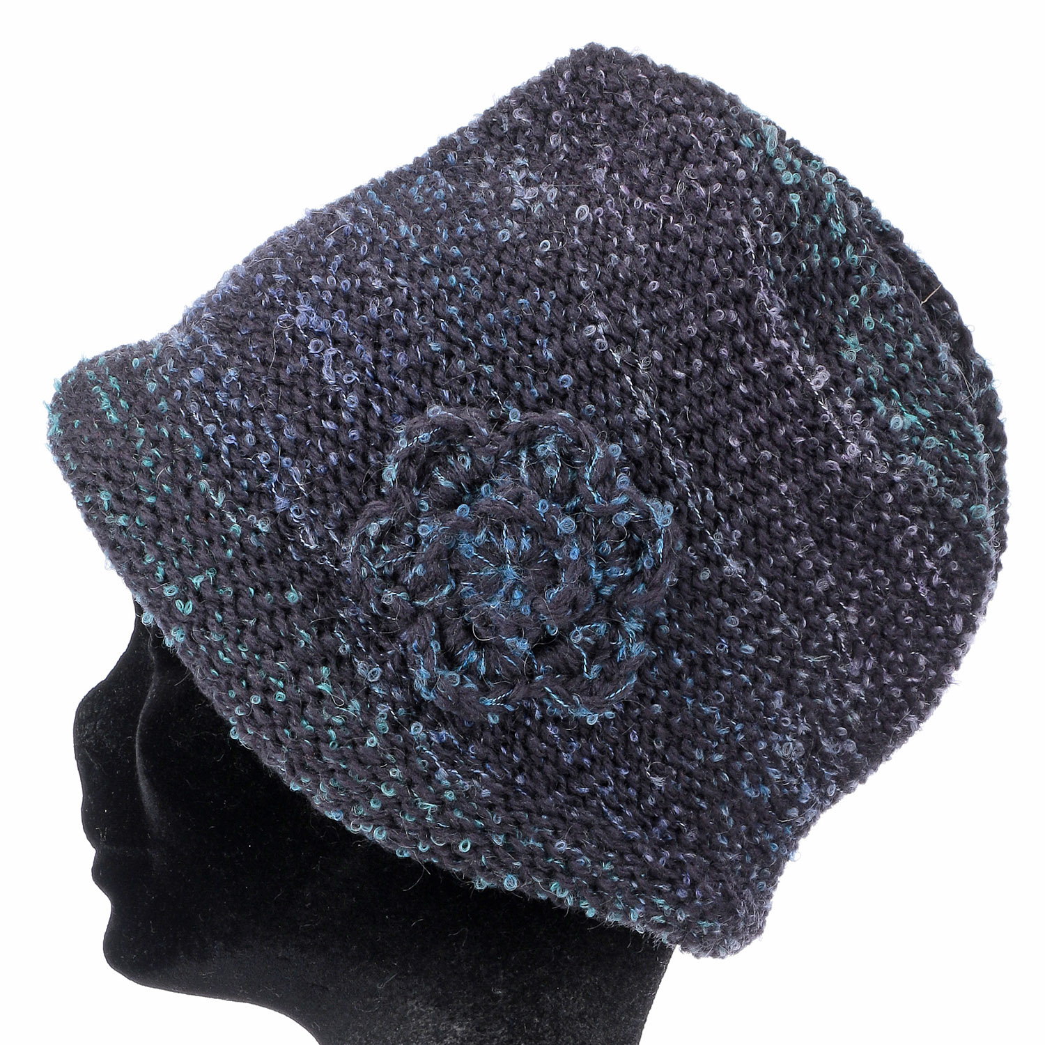 日本製 モヘヤ混ネップフードニット帽 - 画像2