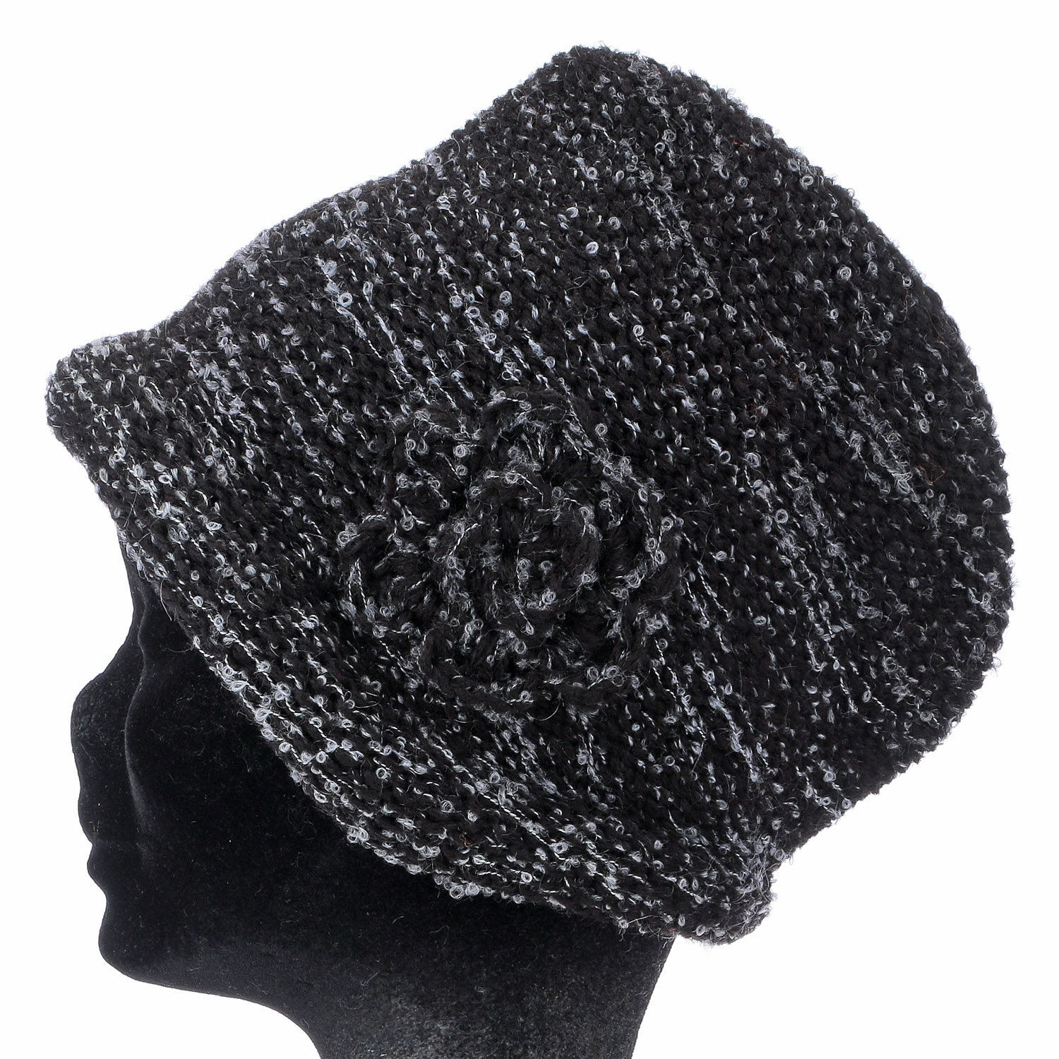 日本製 モヘヤ混ネップフードニット帽 - 画像3