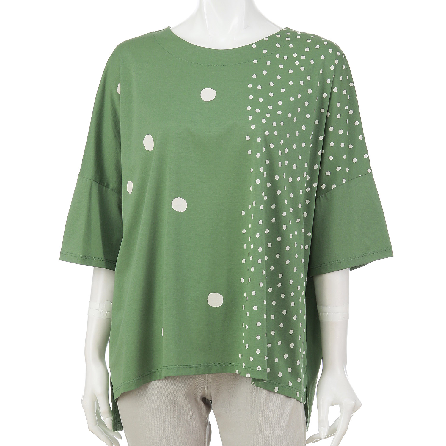 シルケット天竺水玉プリントプルオーバー