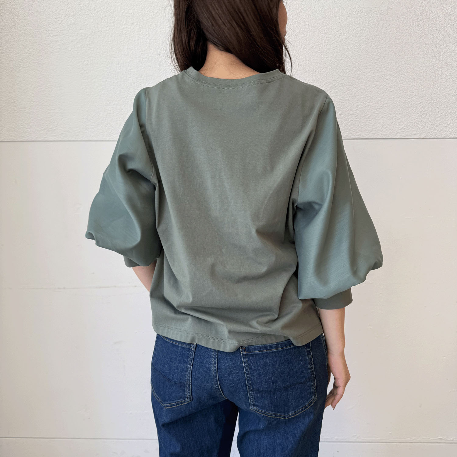 ニット／布帛切替プルオーバー - 画像3