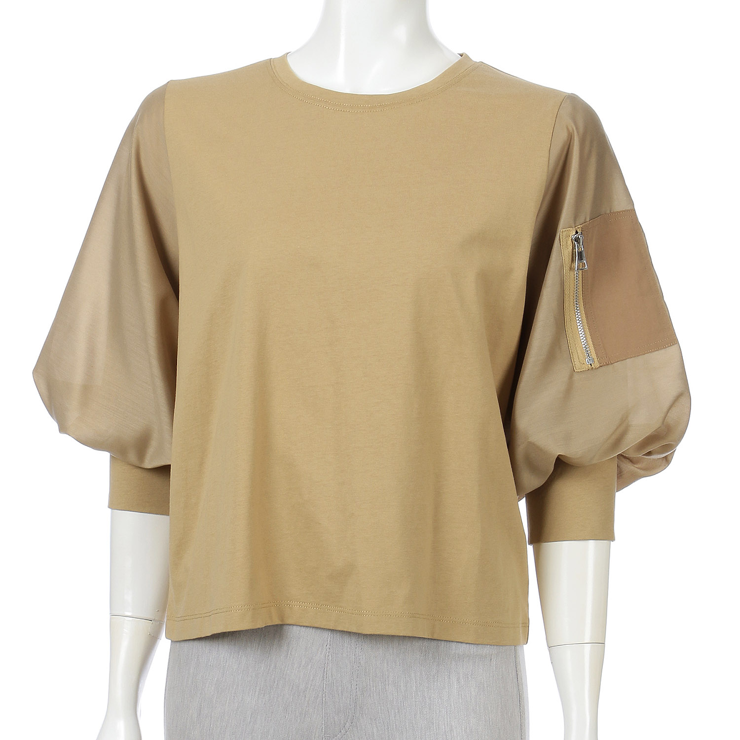 ニット／布帛切替プルオーバー - 画像5