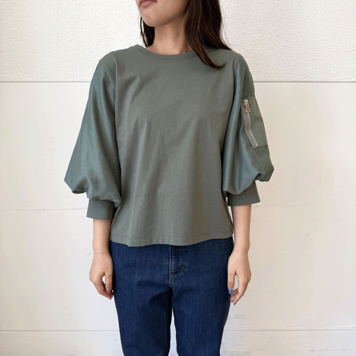 ニット／布帛切替プルオーバー - 画像6