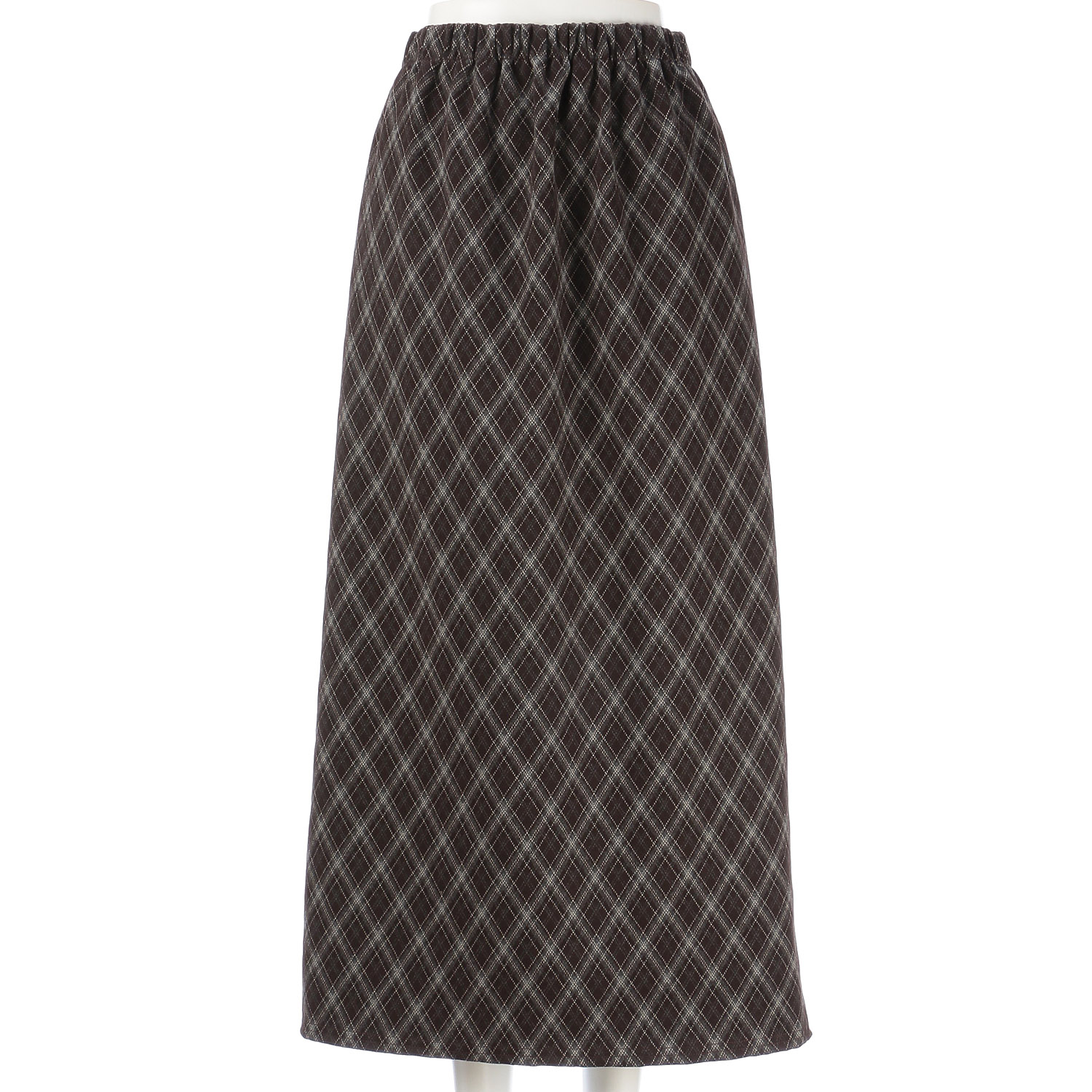 チェック柄ロングスカート - 画像1