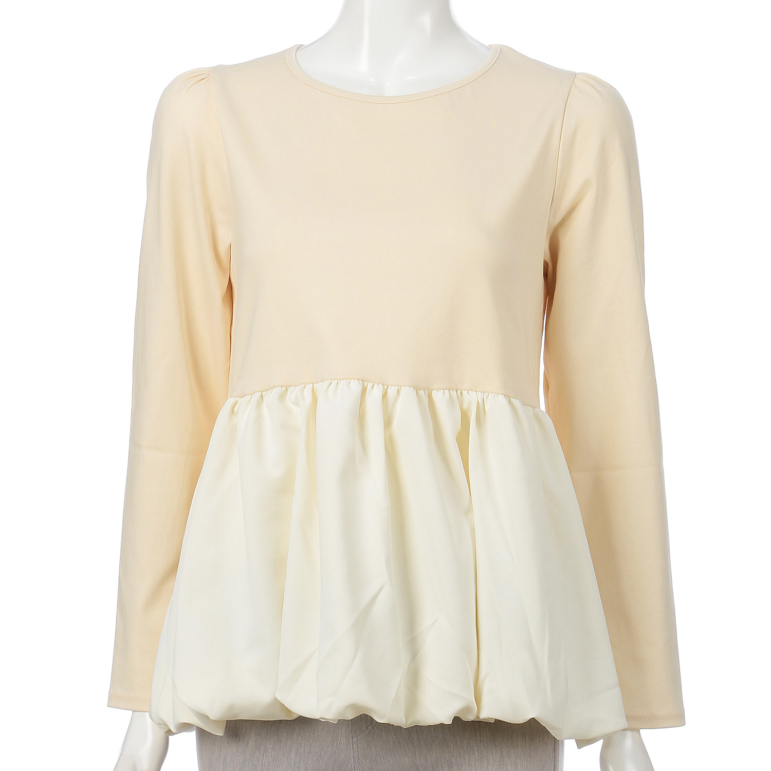 バルーン裾クルーネックプルオーバー