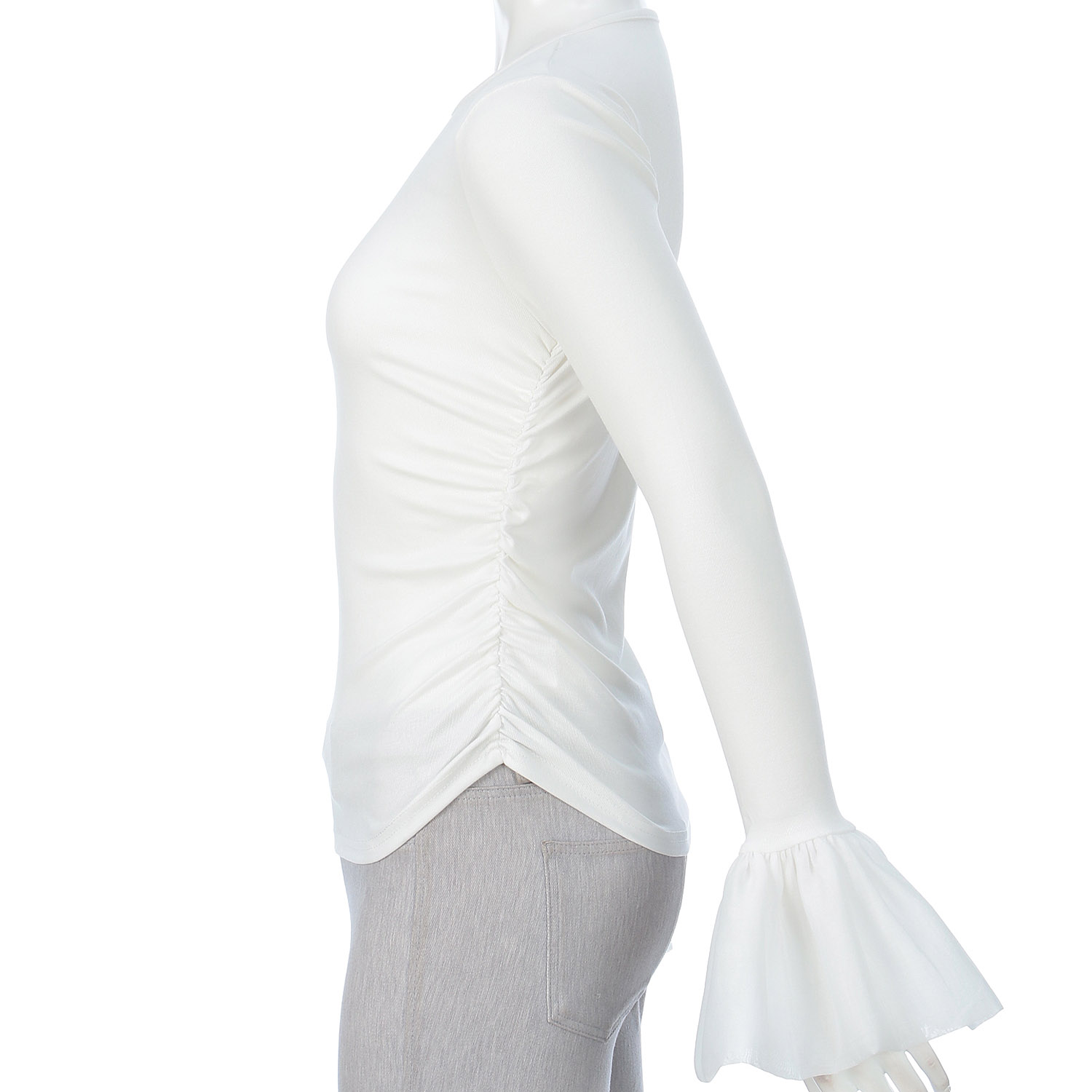 フレア袖シャーリングトップス - 画像2