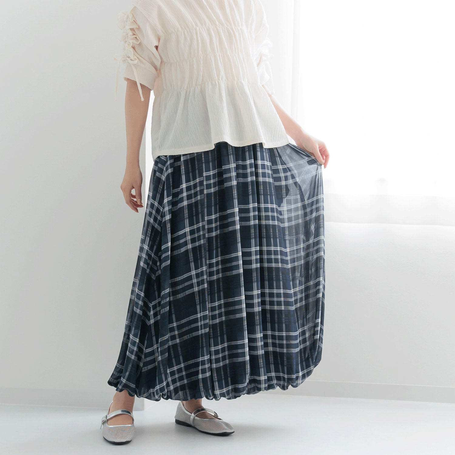 【my life】シアーチェックバルーンスカート - 画像10