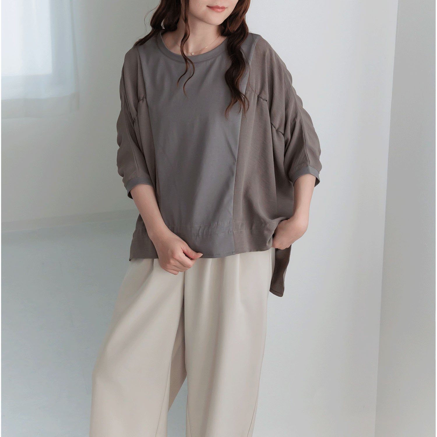 【my life】布帛切替フレアトップス - 画像1