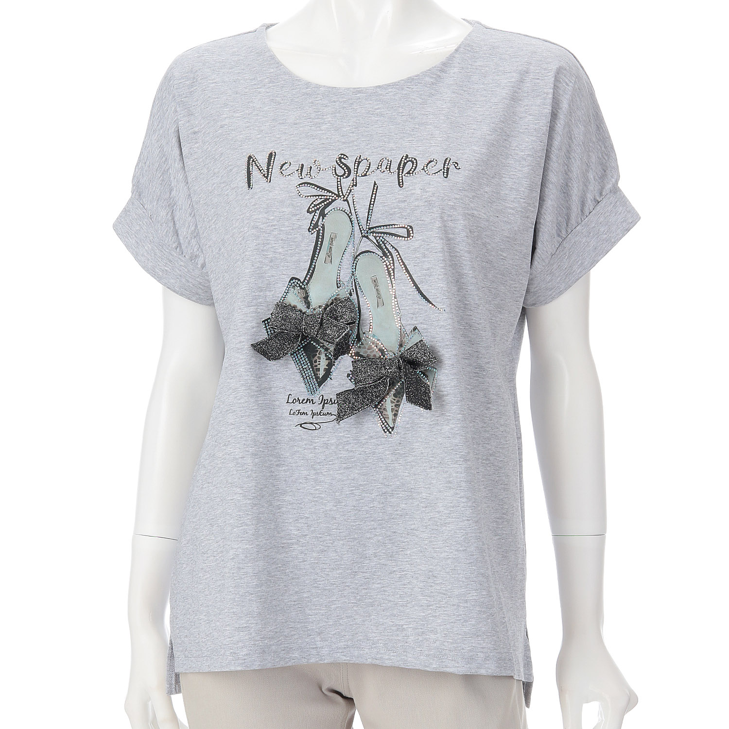 接触冷感リボン付プリントチュニック - 画像1