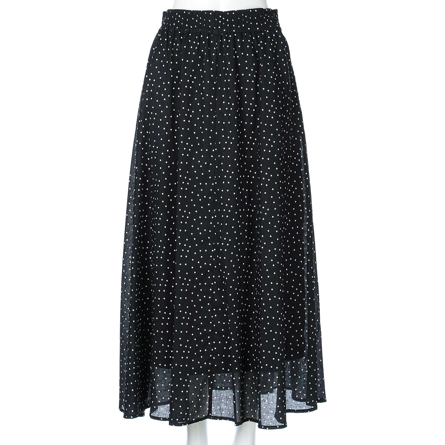 綿麻ドットプリントスカート - 画像2