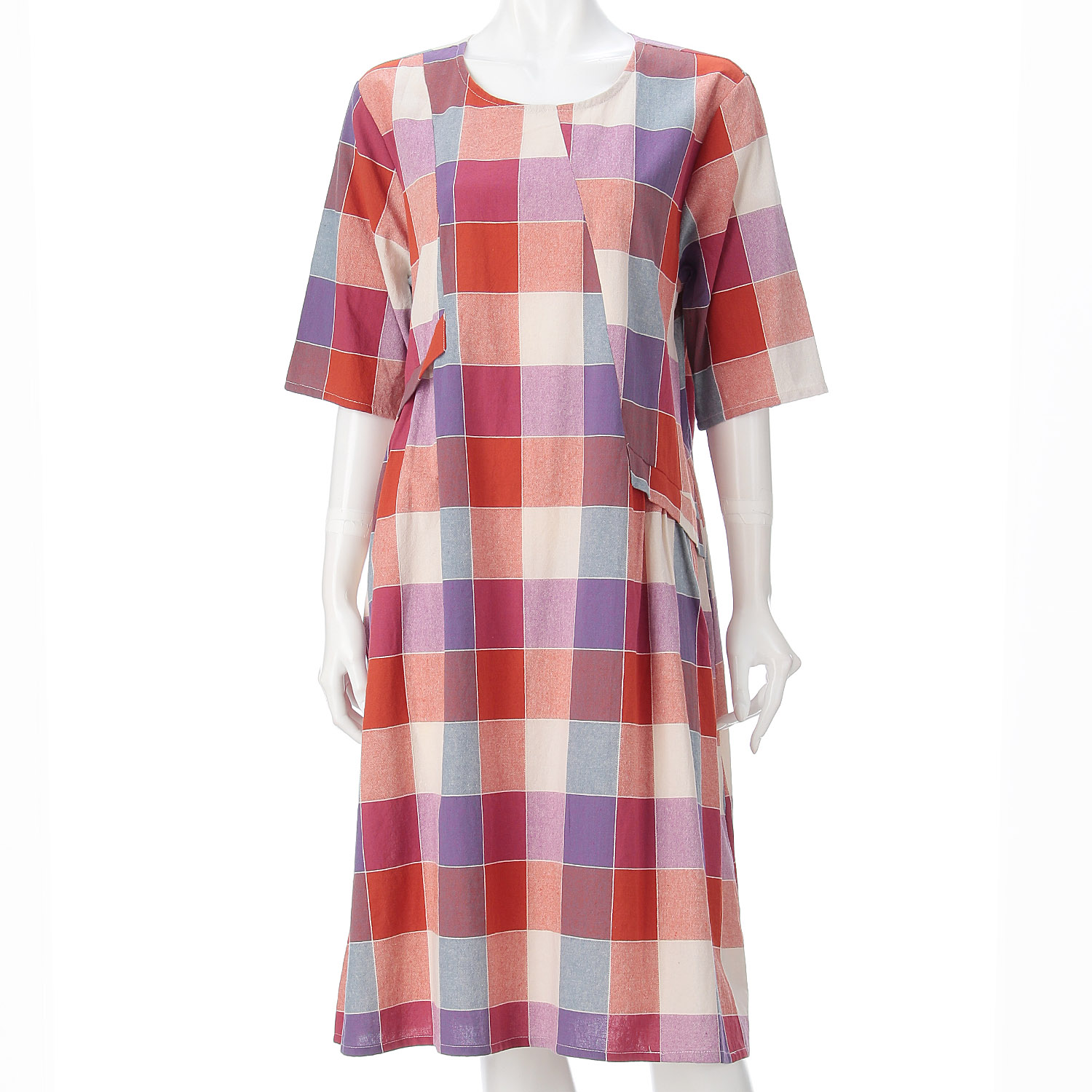 格子柄ワンピース - 画像1