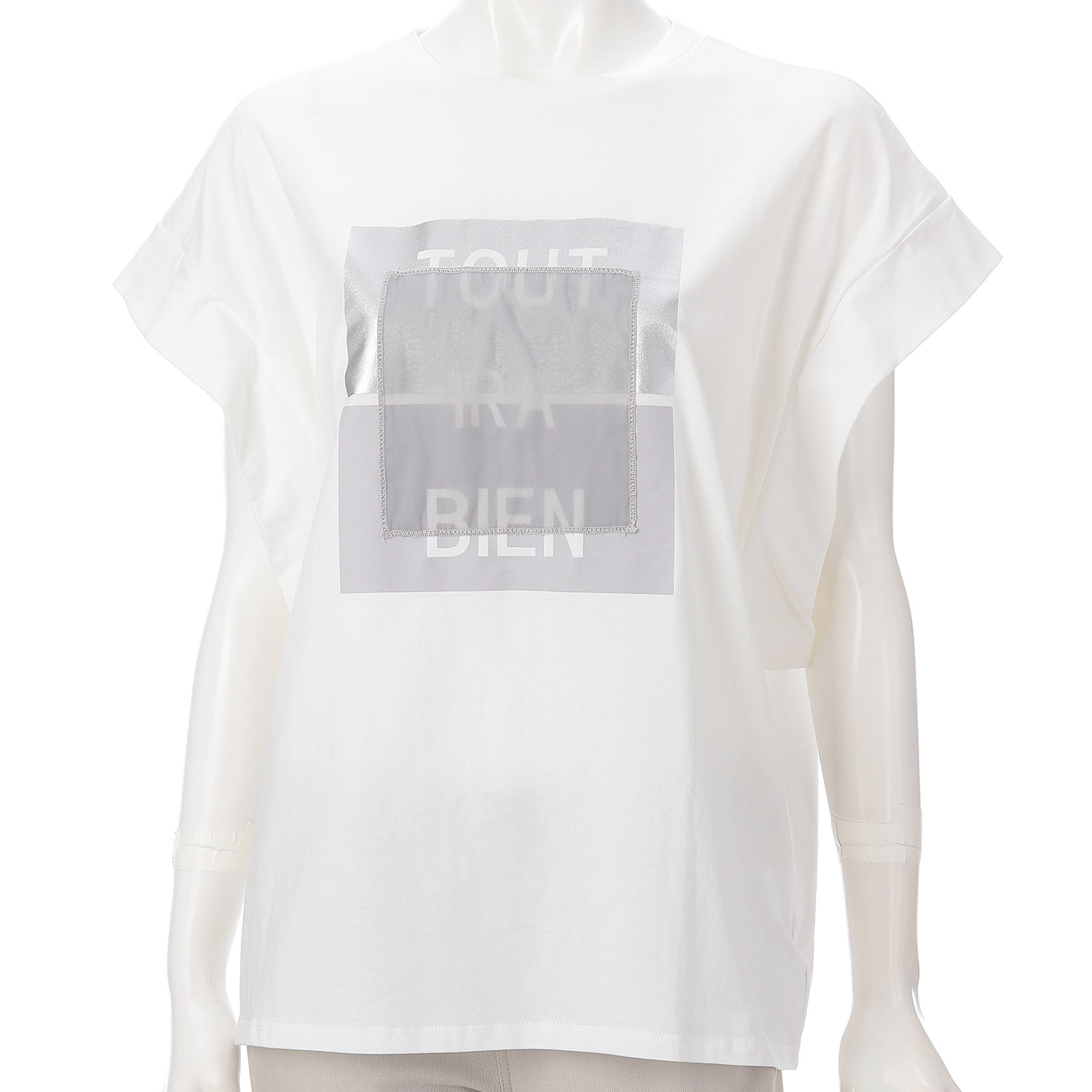 オーガンジー使いロゴTシャツ