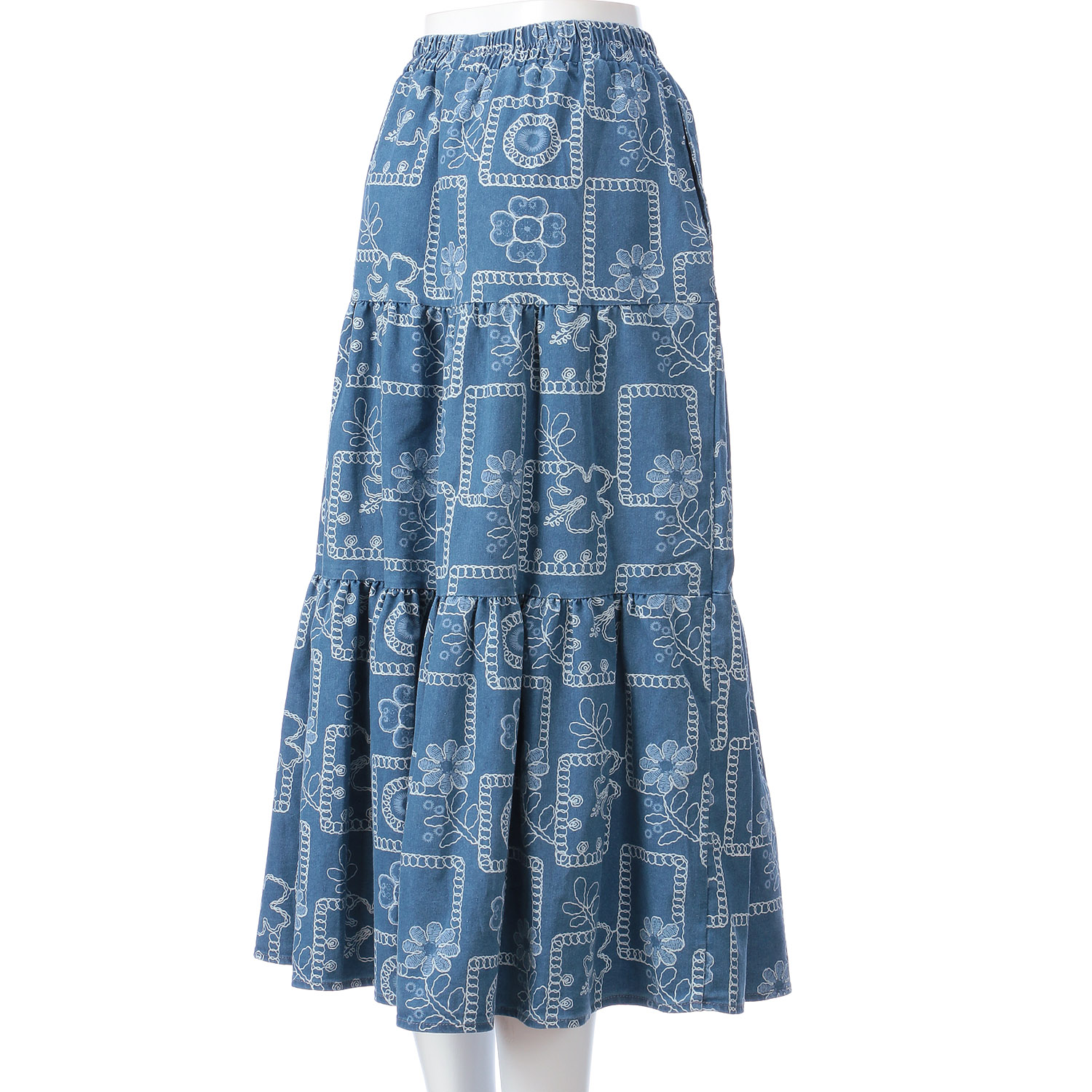 KhakiKoji ボタニカル刺繍調スカート - 画像2