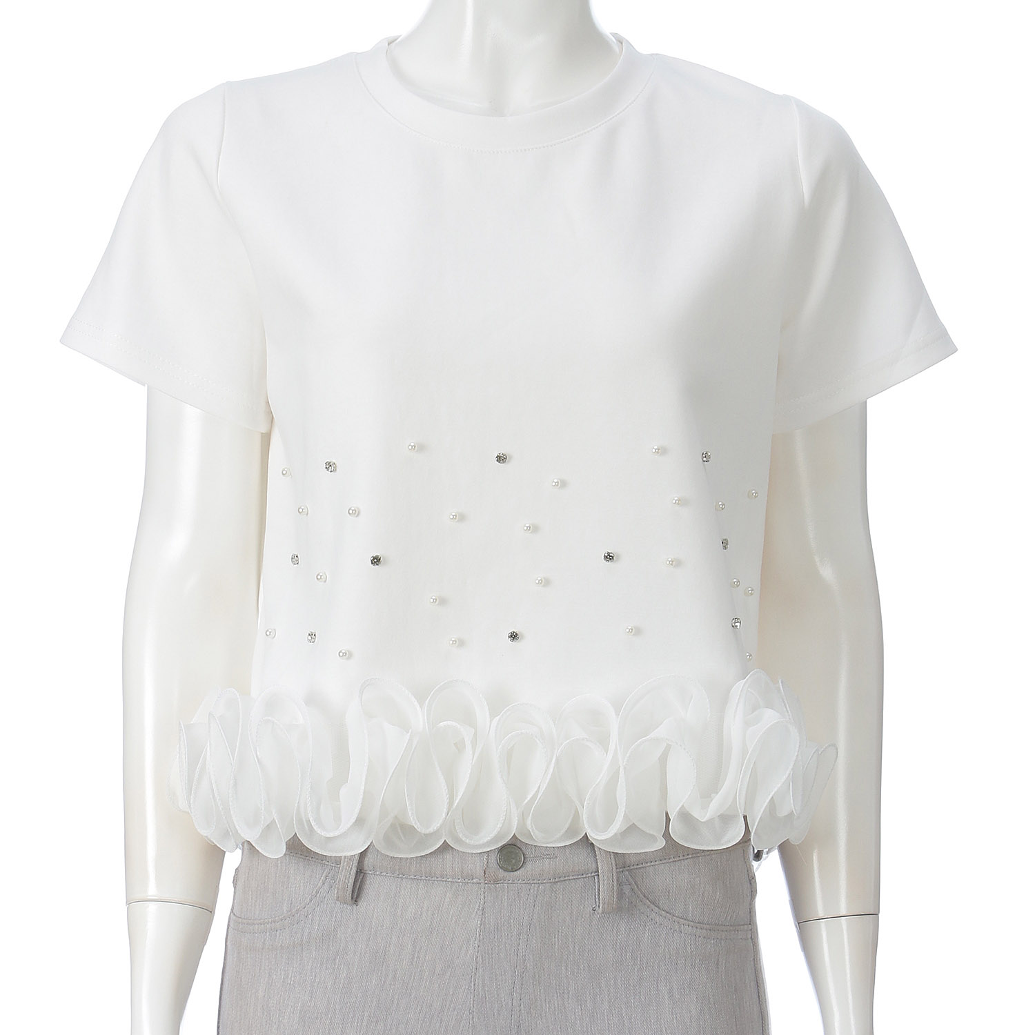 VERITE オーガンジーフリル半袖プルオーバー - 画像1