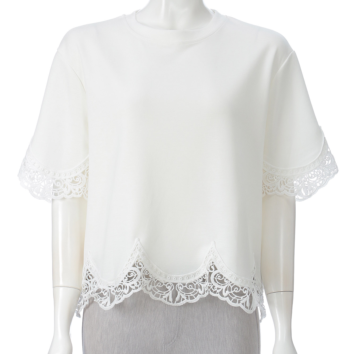 VERITE スカラップレース半袖プルオーバー - 画像1