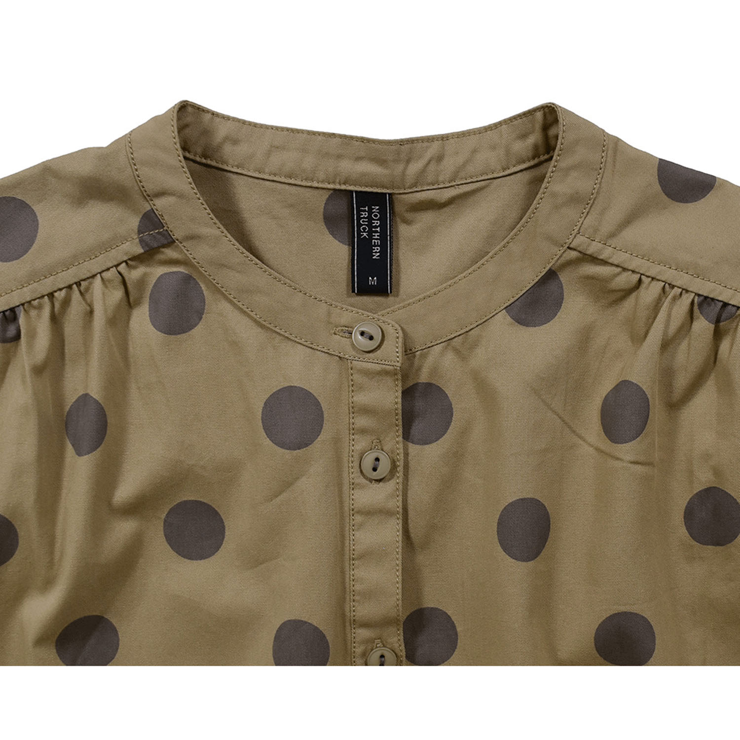 Northern Truck ドットプリントバンドカラーシャツ - 画像6