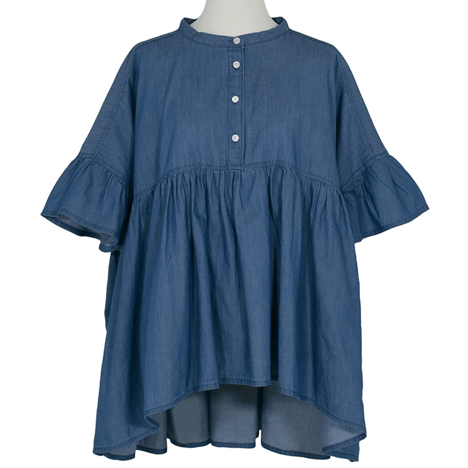 【4月中旬頃入荷予定】LILASIC エアリーデニムギャザーブラウス - 画像3