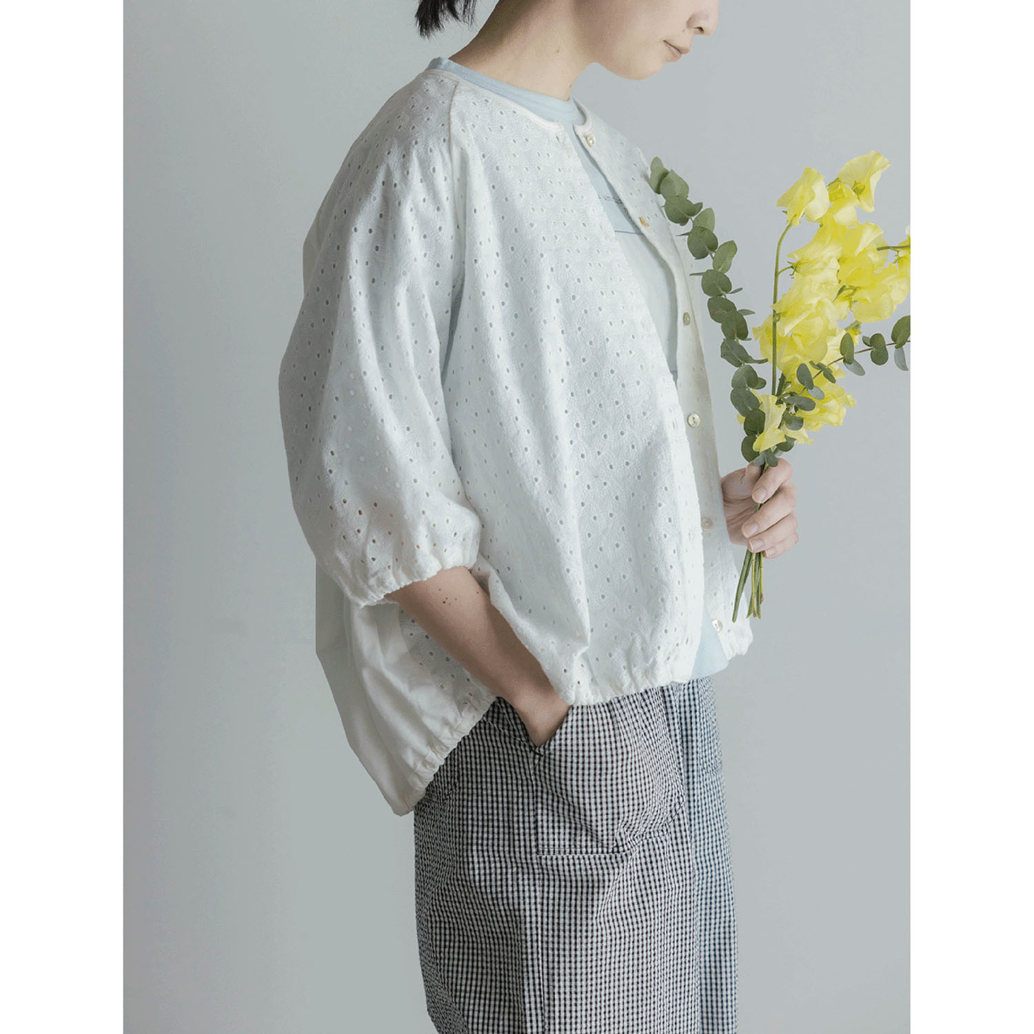 LILASIC エンブロイダリーカーディガン