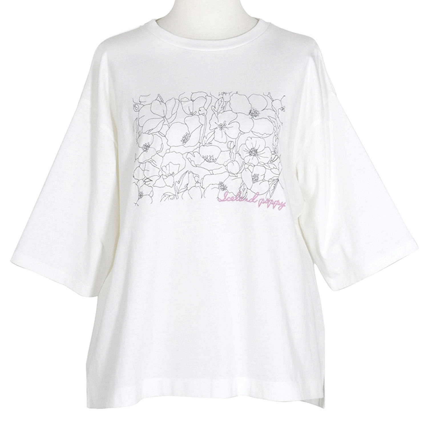 【4月中旬頃入荷予定】LILASIC フラワーエンブロイダリーTシャツ - 画像4