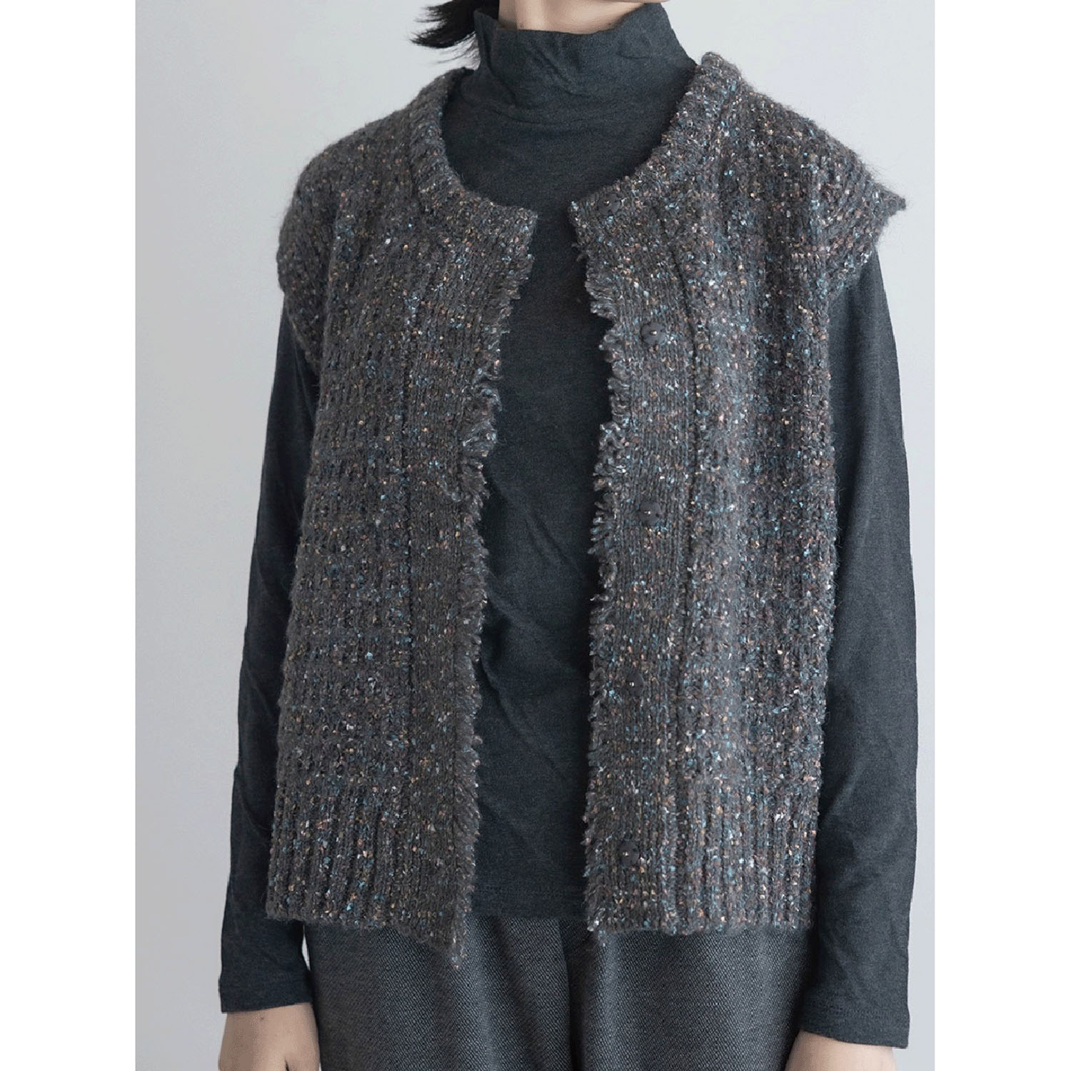 LILASIC カラーネップニットベスト - 画像6