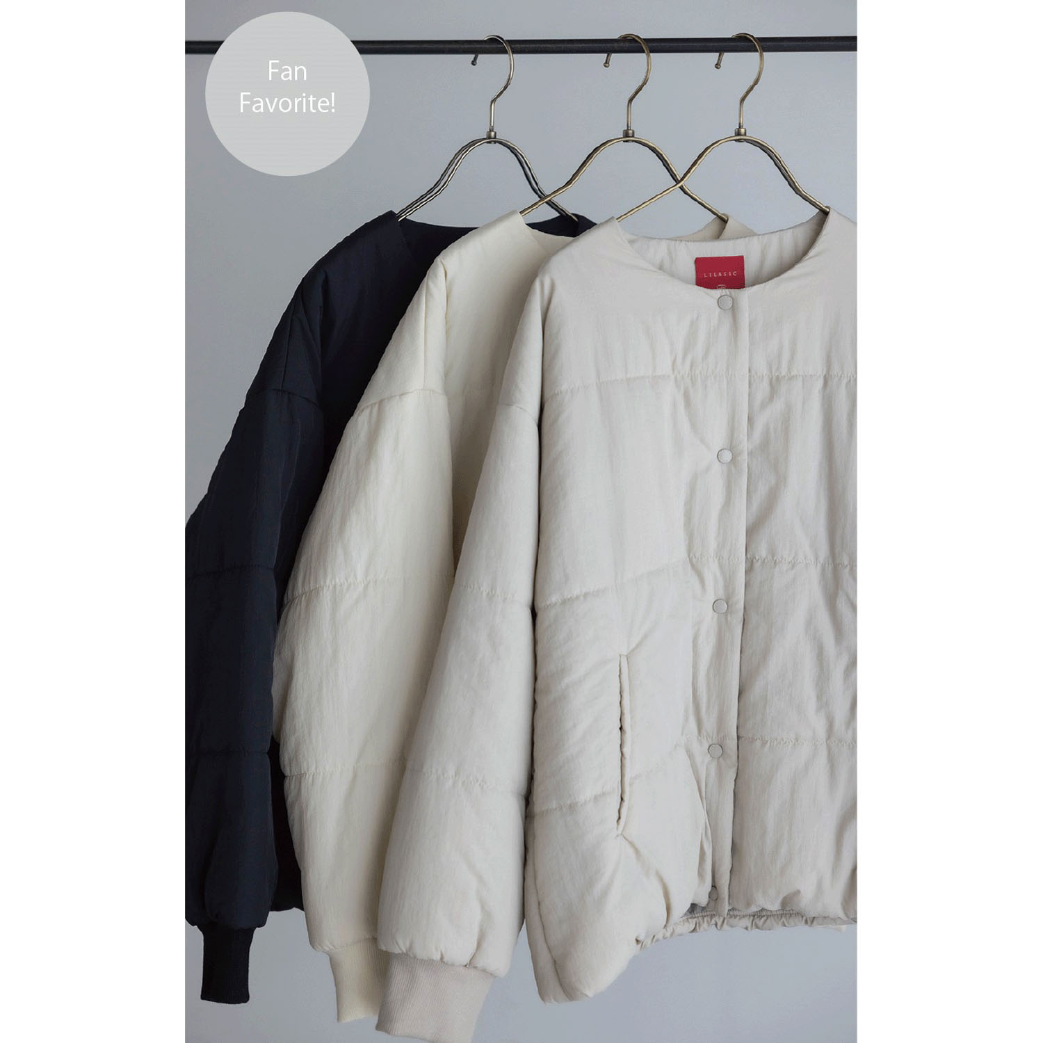 LILASIC ノーカラー中綿コート - 画像2