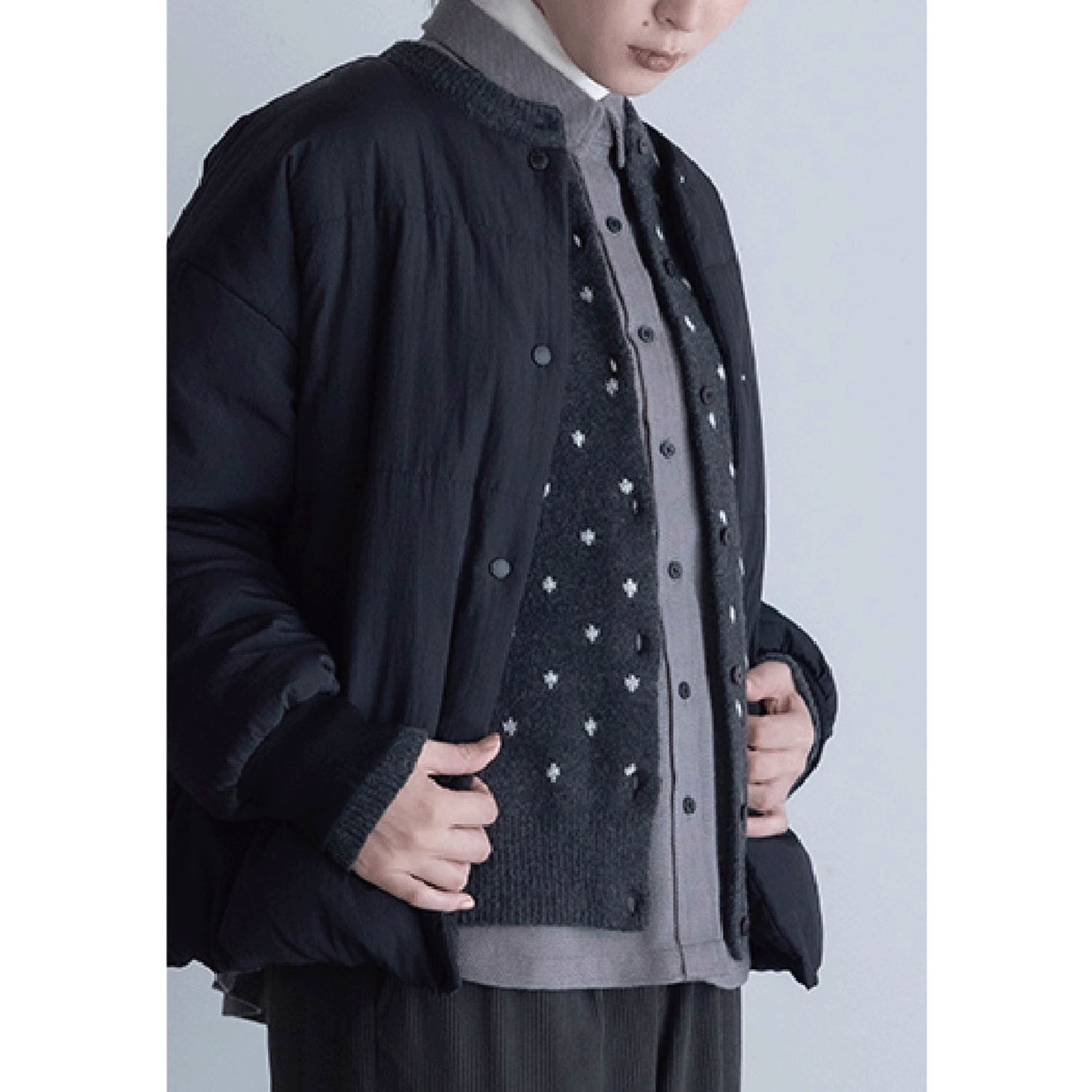 LILASIC ノーカラー中綿コート - 画像10