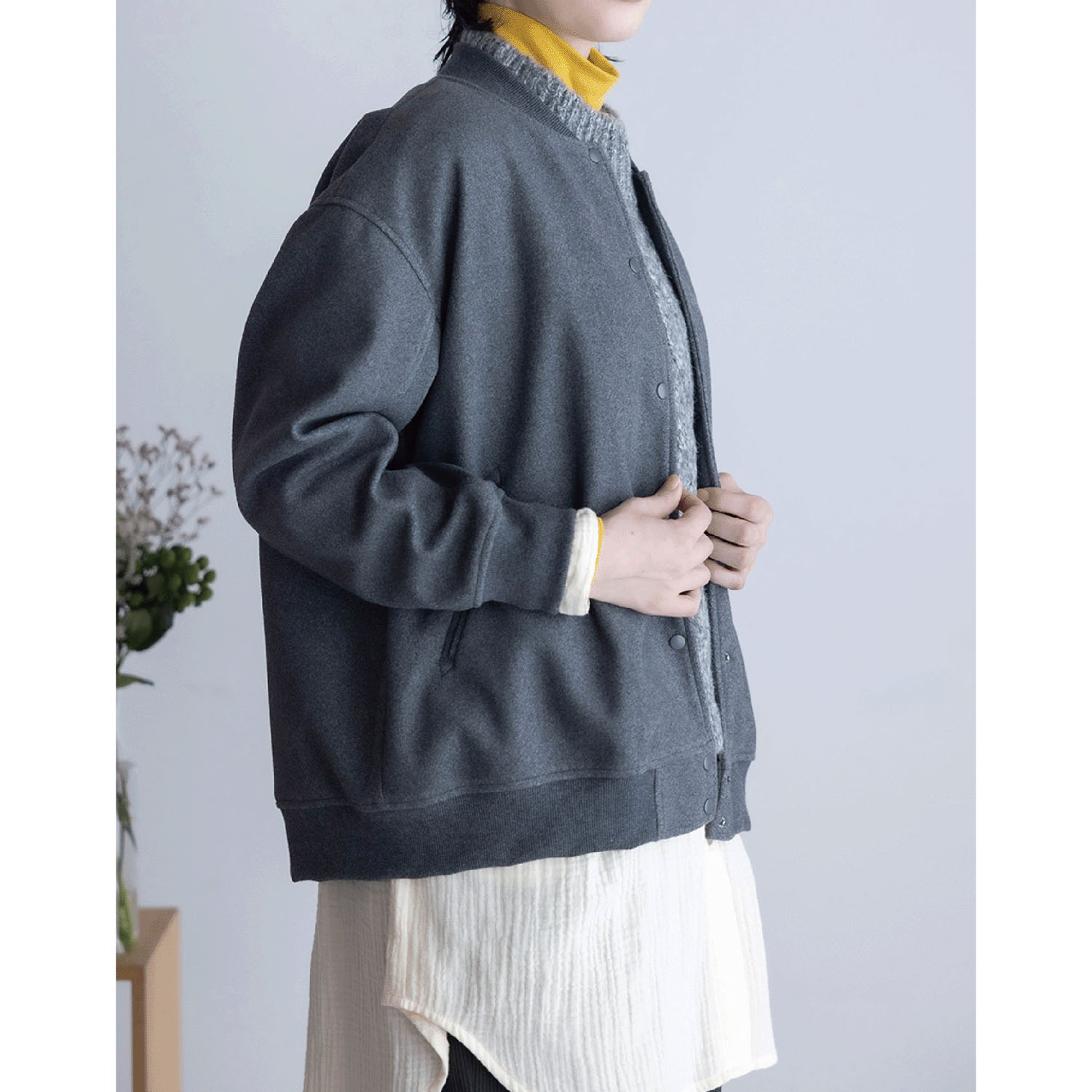 LILASIC ソフトメルトンリブブルゾン - 画像5