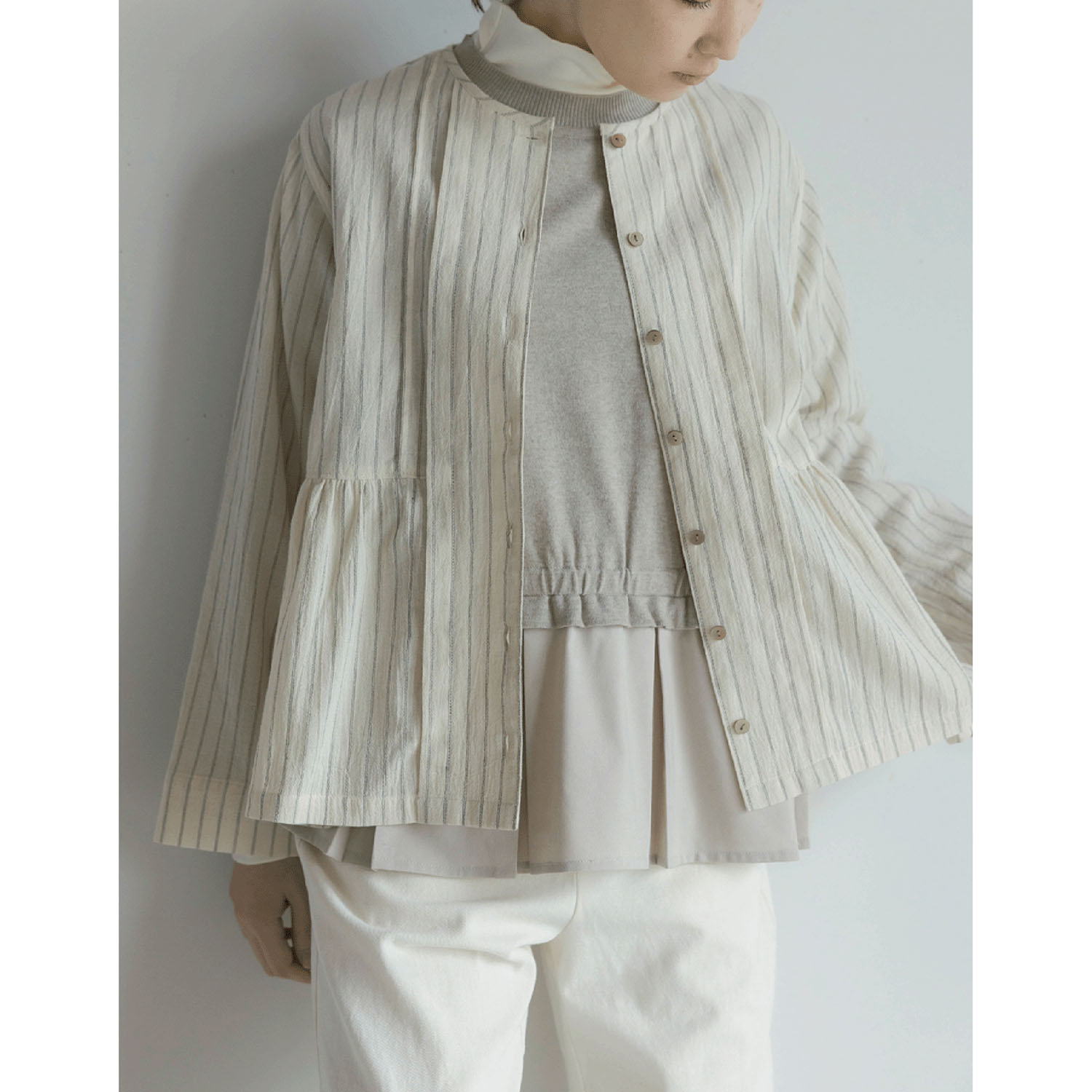LILASIC コットンリネン布帛コンビプルオーバー - 画像4